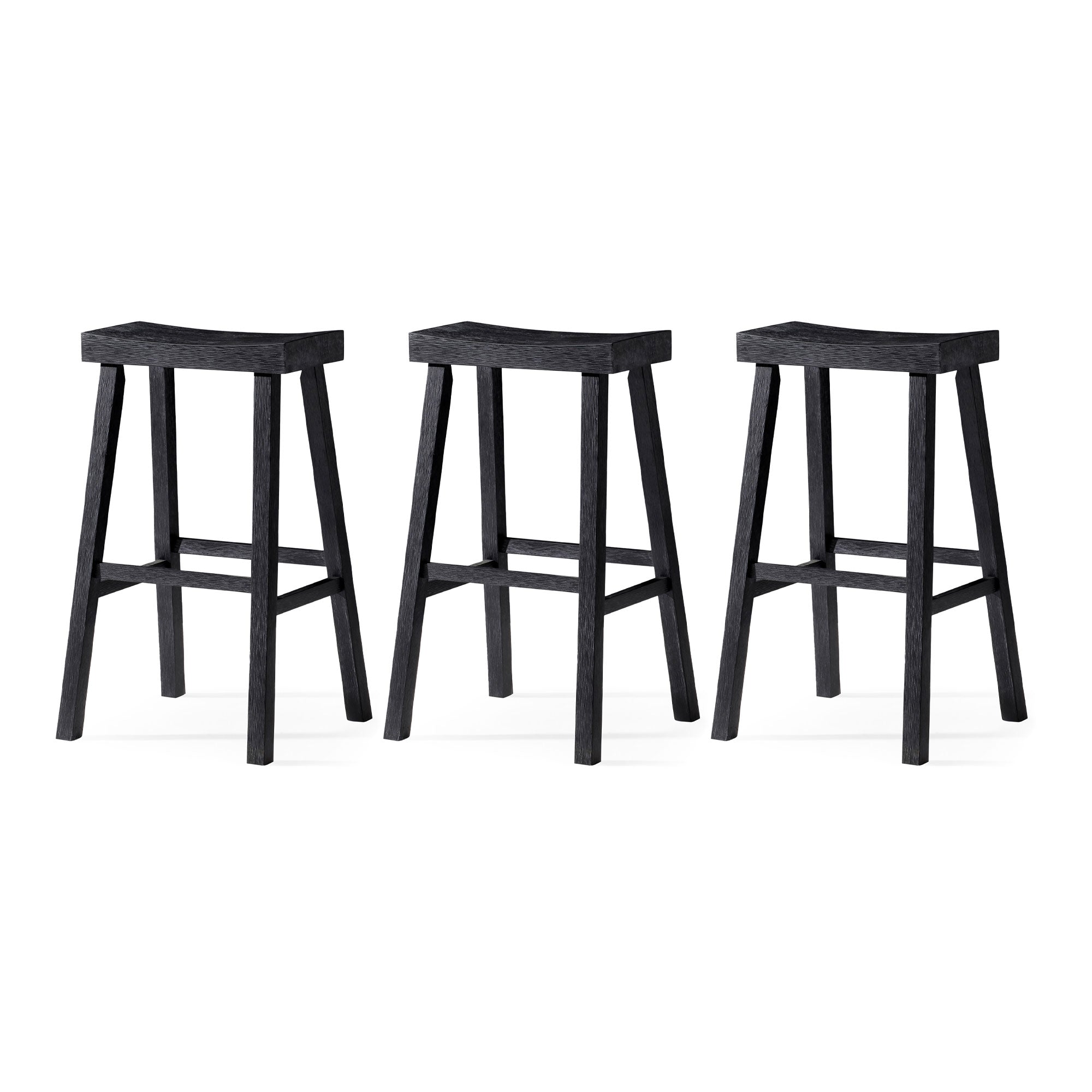 Maven Lane Vincent Wooden Rustic Aesthetic Kitchen Bar Stool, Set of 3