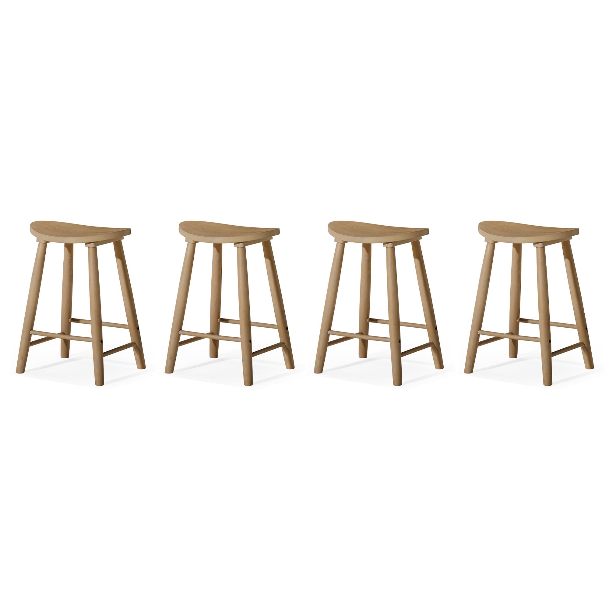 Maven Lane Luna Counter Stool in Light Oak Wood Finish, Set of 4