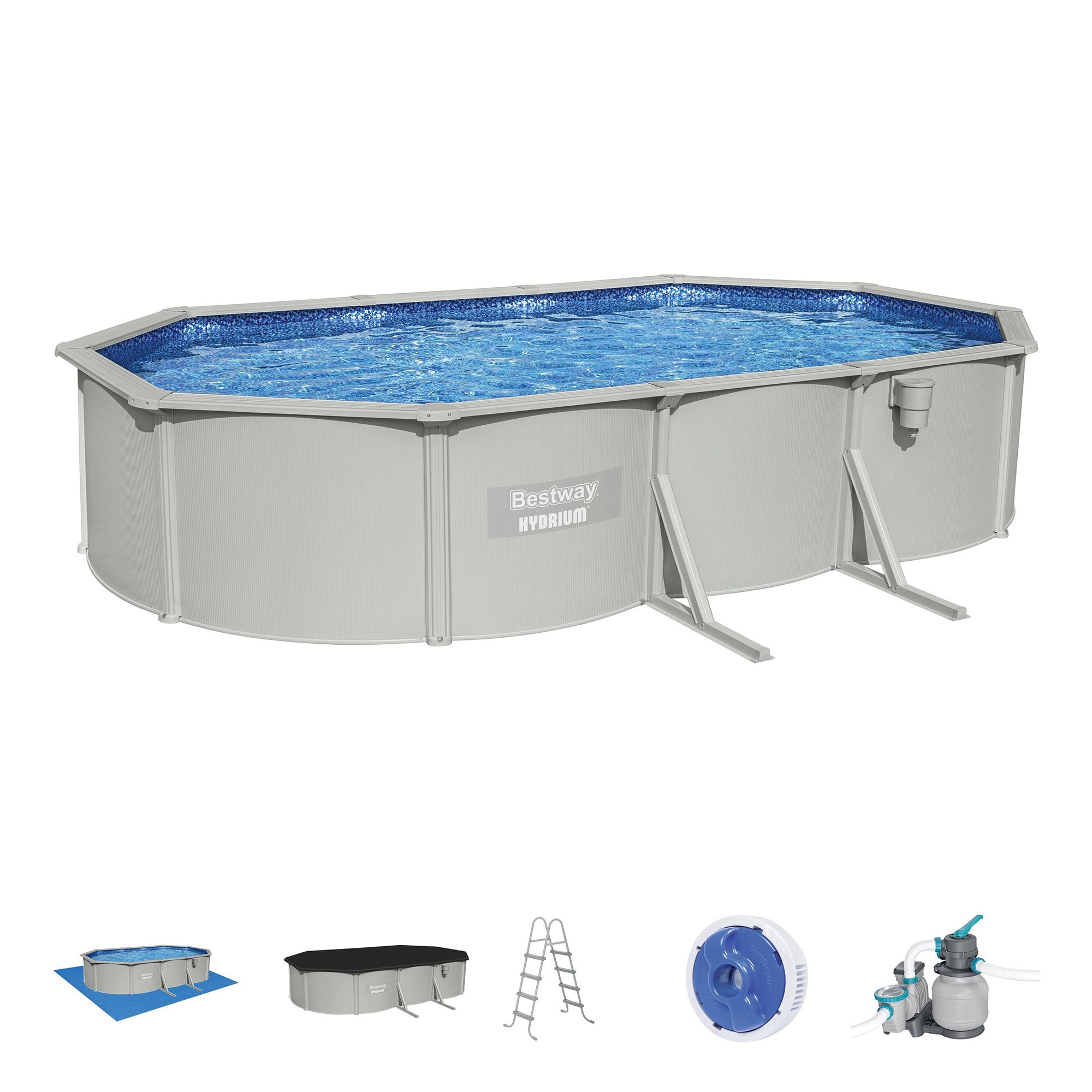 Bestway Hydrium 20’x12’x48” Steel Wall Oval Above Ground Swimming Pool(Open Box)