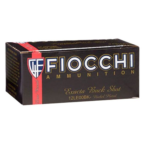 Fiocchi 12LE00BK Exacta Low Recoil Nickel Plated 12 Gauge 2.75" 9 Pellets 00 Buck Shot 10 Bx