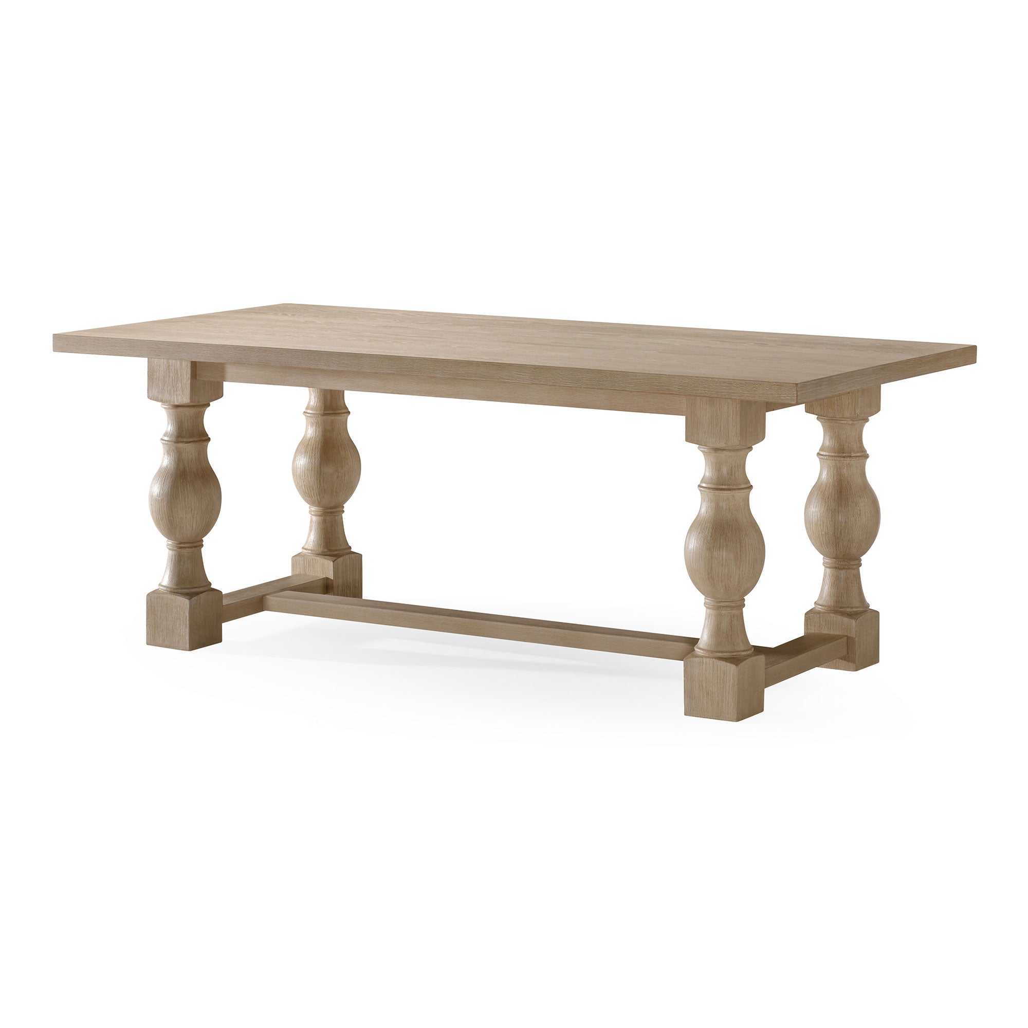 Leon Classical Wooden Dining Table in Antiqued White Finish