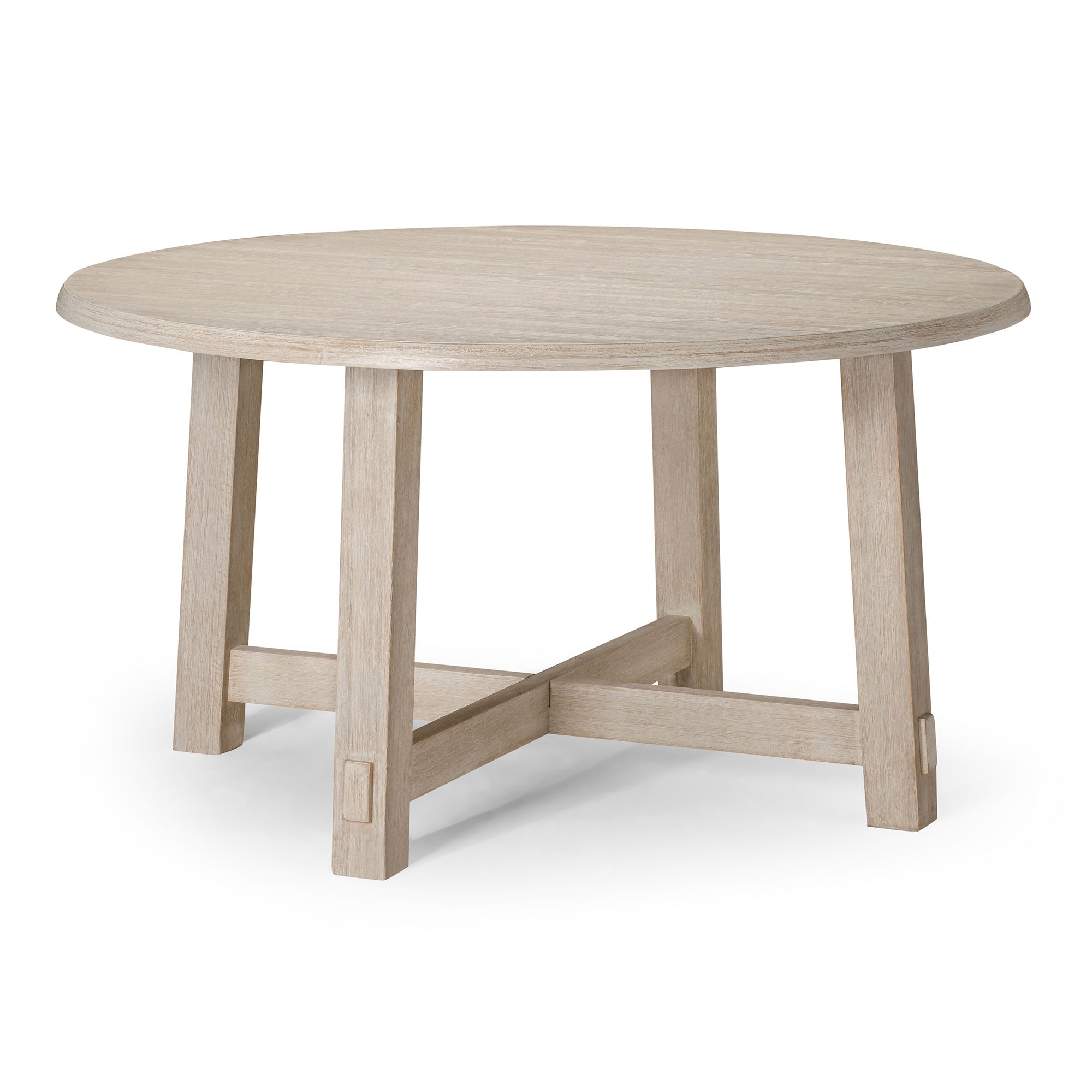 Sasha Organic Round Wooden Dining Table in Weathered White Finish