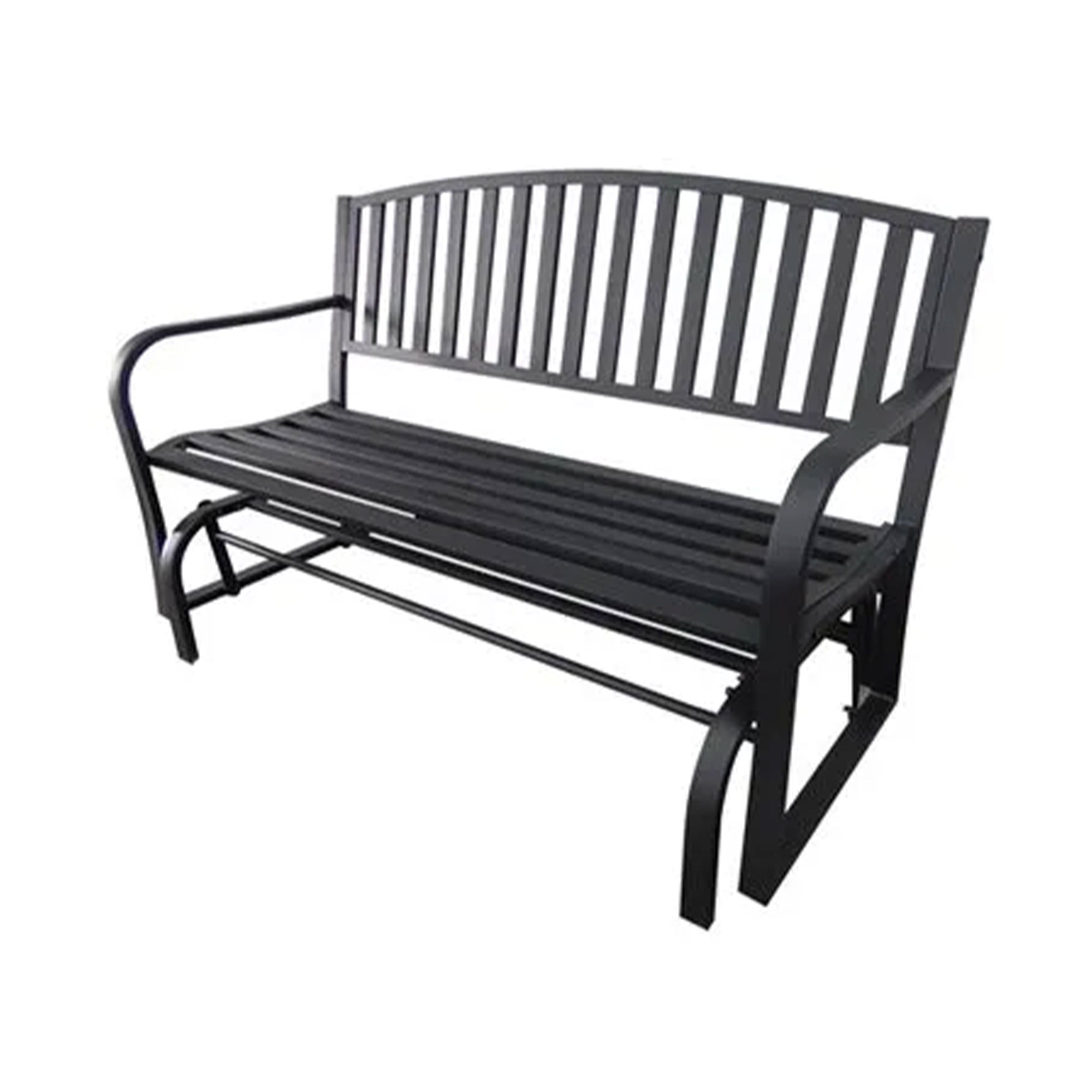 Four Seasons Courtyard Outdoor Steel Glider Bench, Black (Open Box)