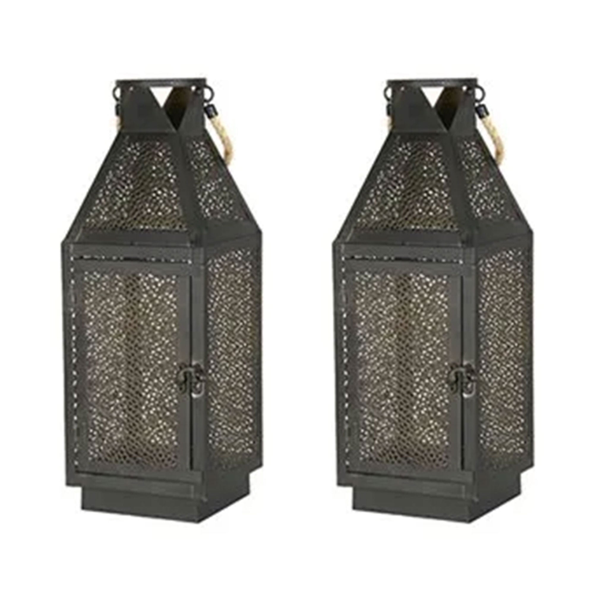 Four Seasons Courtyard 16" Battery Powered 20 LED Filigree Lantern 2pk(Open Box)