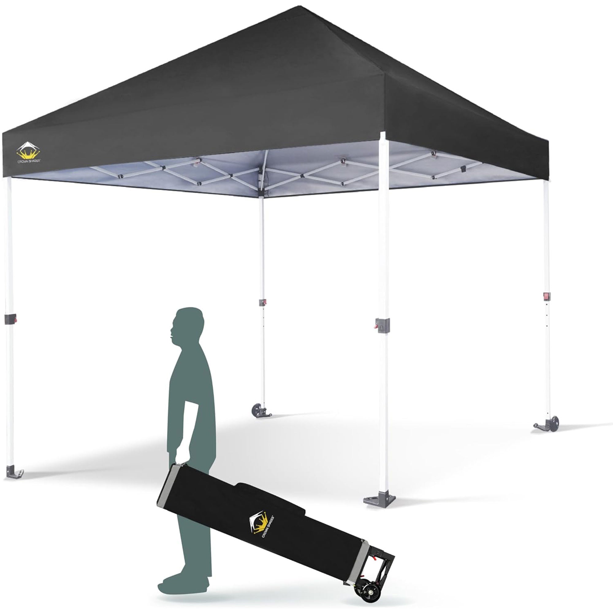 CROWN SHADES 8x8 Ft Commercial Pop Up Canopy Tent w/2 Wheels & Push Lock (Used)