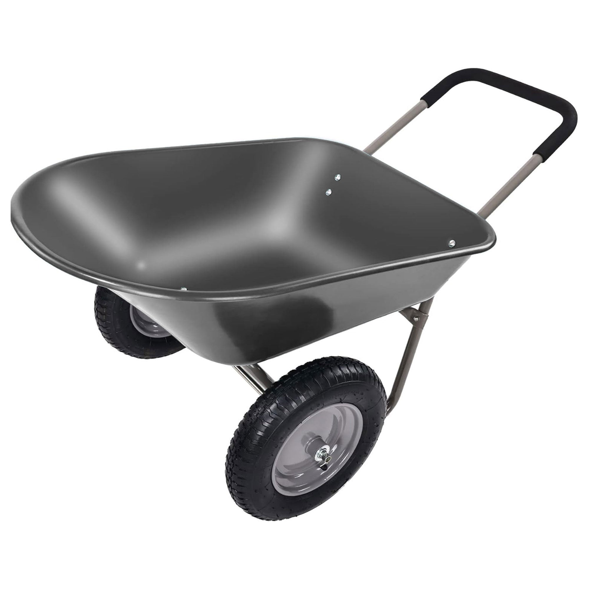 Elevon 2 Wheel Gardening Utility Wheelbarrow, Yard Cart w/ Built-in Stand, Black