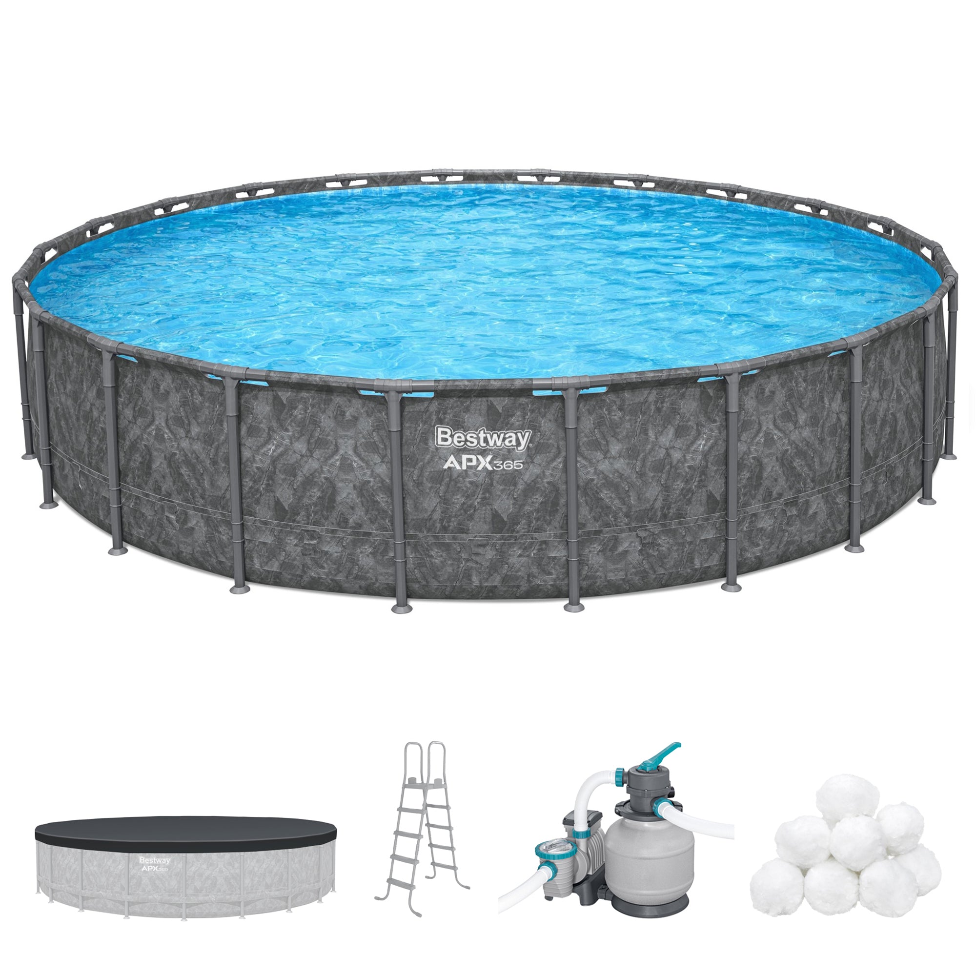 Bestway APX 365 22'x52" Round Above Ground Swimming Pool w/Pump & Ladder (Used)