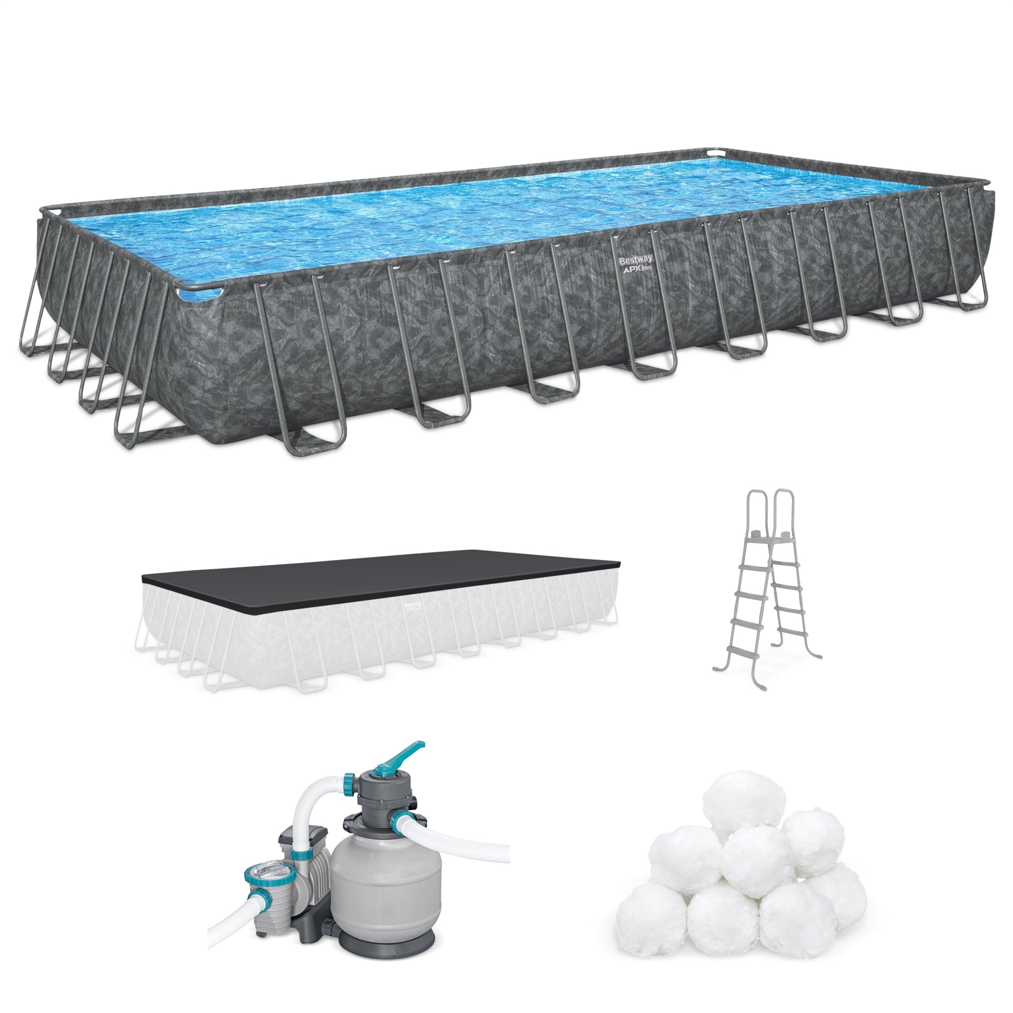 Bestway APX 365 31'4"x16'x52" Rectangular Above Ground Swimming Pool(Open Box)