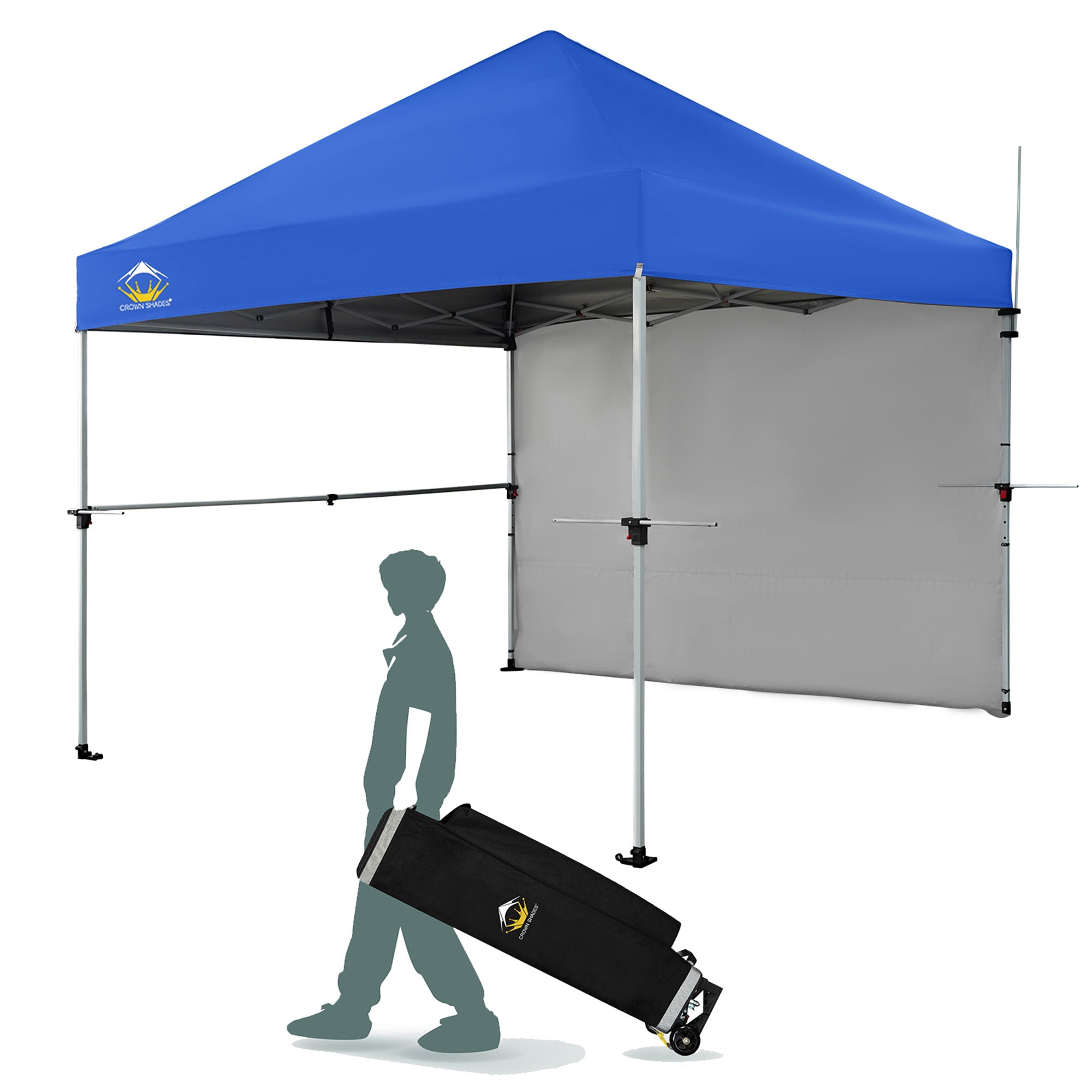 Crown Shades 10 x 10 Foot Instant Canopy Shelter with 1 Wall, Blue (Used)