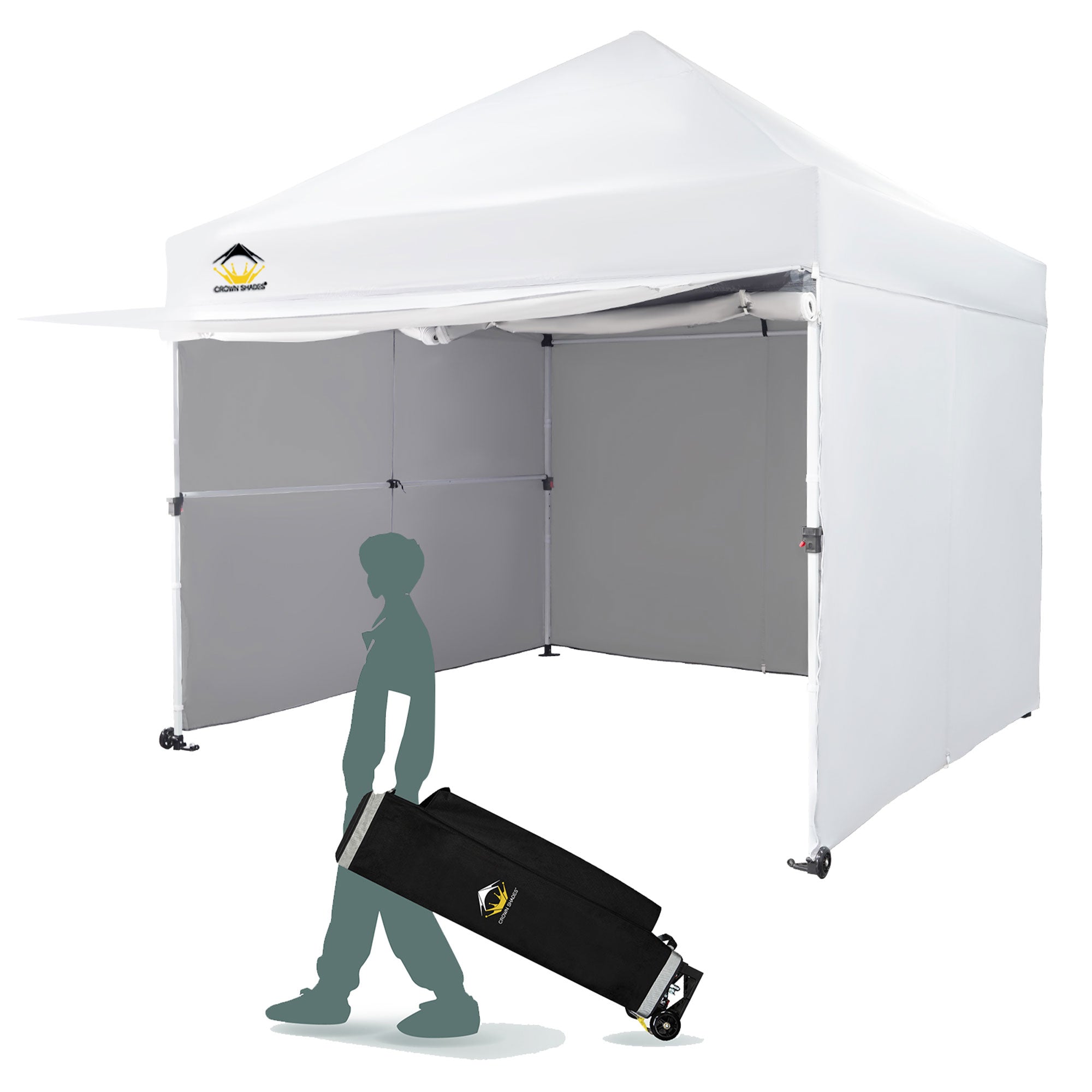 Crown Shades 10 x 10ft Instant Canopy Commercial Shelter w/4 Walls, White (Used)