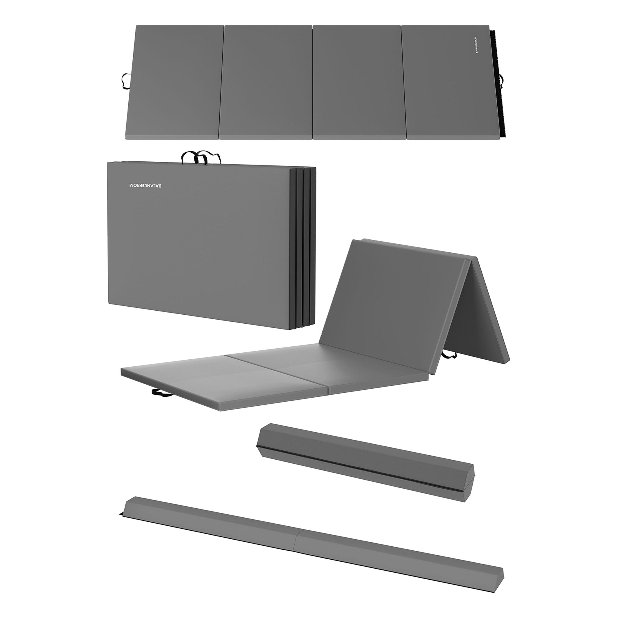 BalanceFrom Fitness All Purpose Mat with 8 Ft Balance Beam Gymnastic Set, Gray
