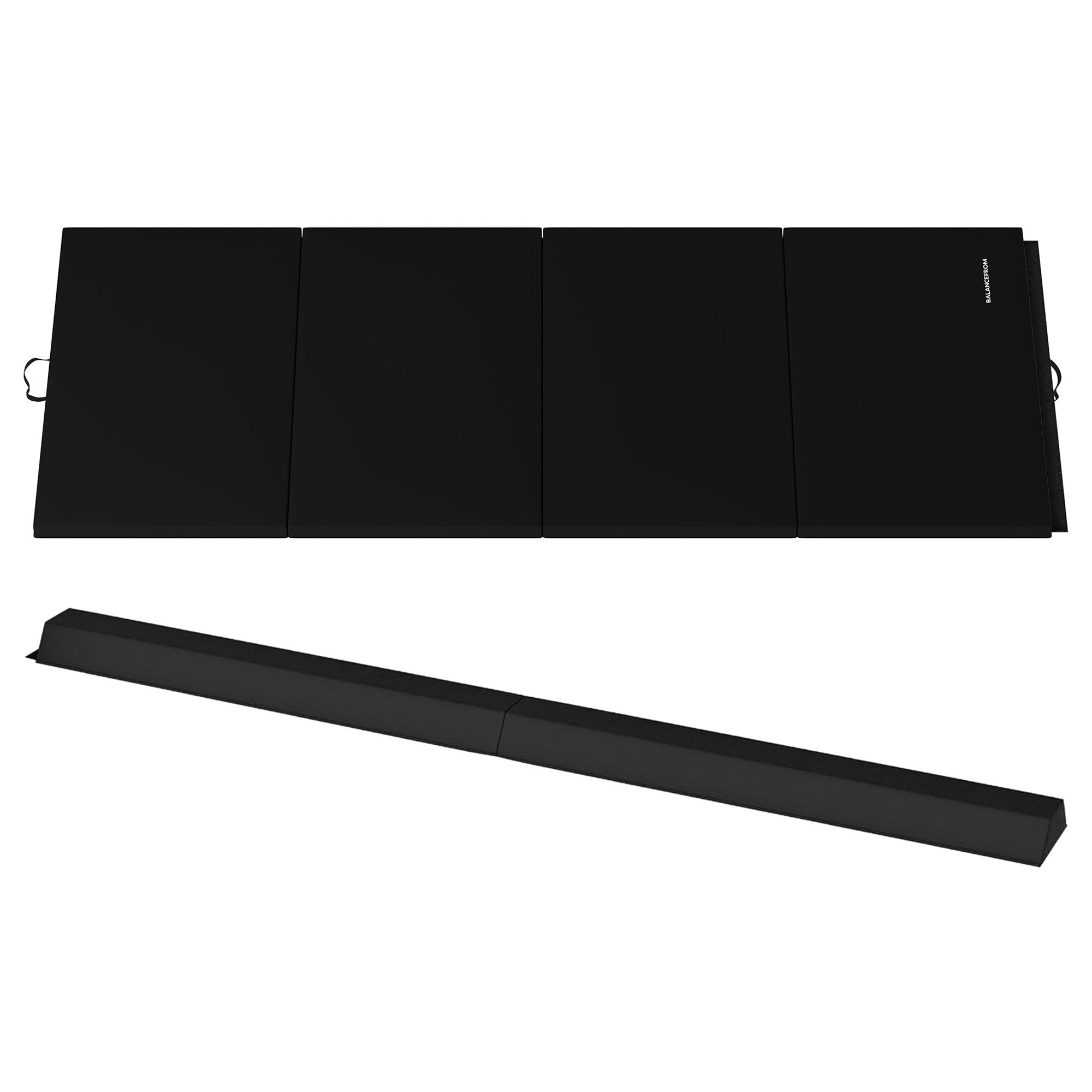 BalanceFrom Fitness All Purpose Mat with 8 Ft Balance Beam Gymnastic Set, Black