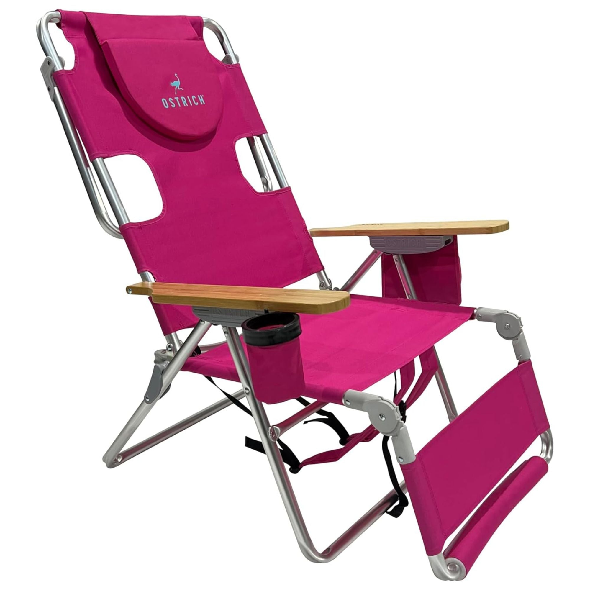 Ostrich 3 In 1 Portable Chair Cooler Bag & Reclining Lounger, Pink (Used)