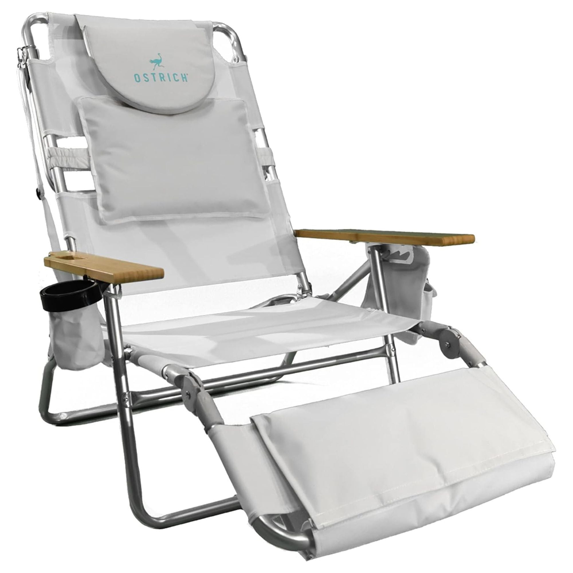 Ostrich Deluxe 3N1 Lightweight Outdoor Lawn Lounge Chair w/Footrest,White (Used)