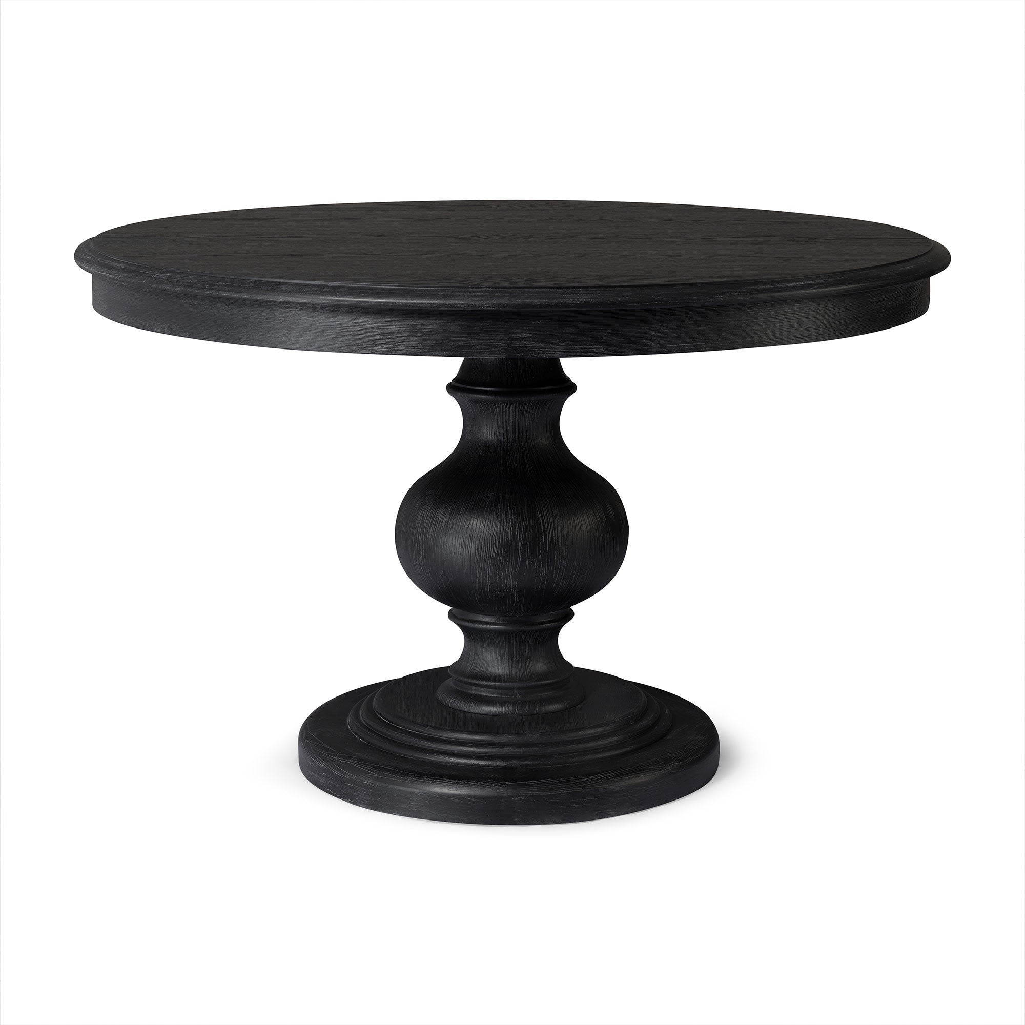 Zola Classical Round Wooden Dining Table in Antiqued Black Finish