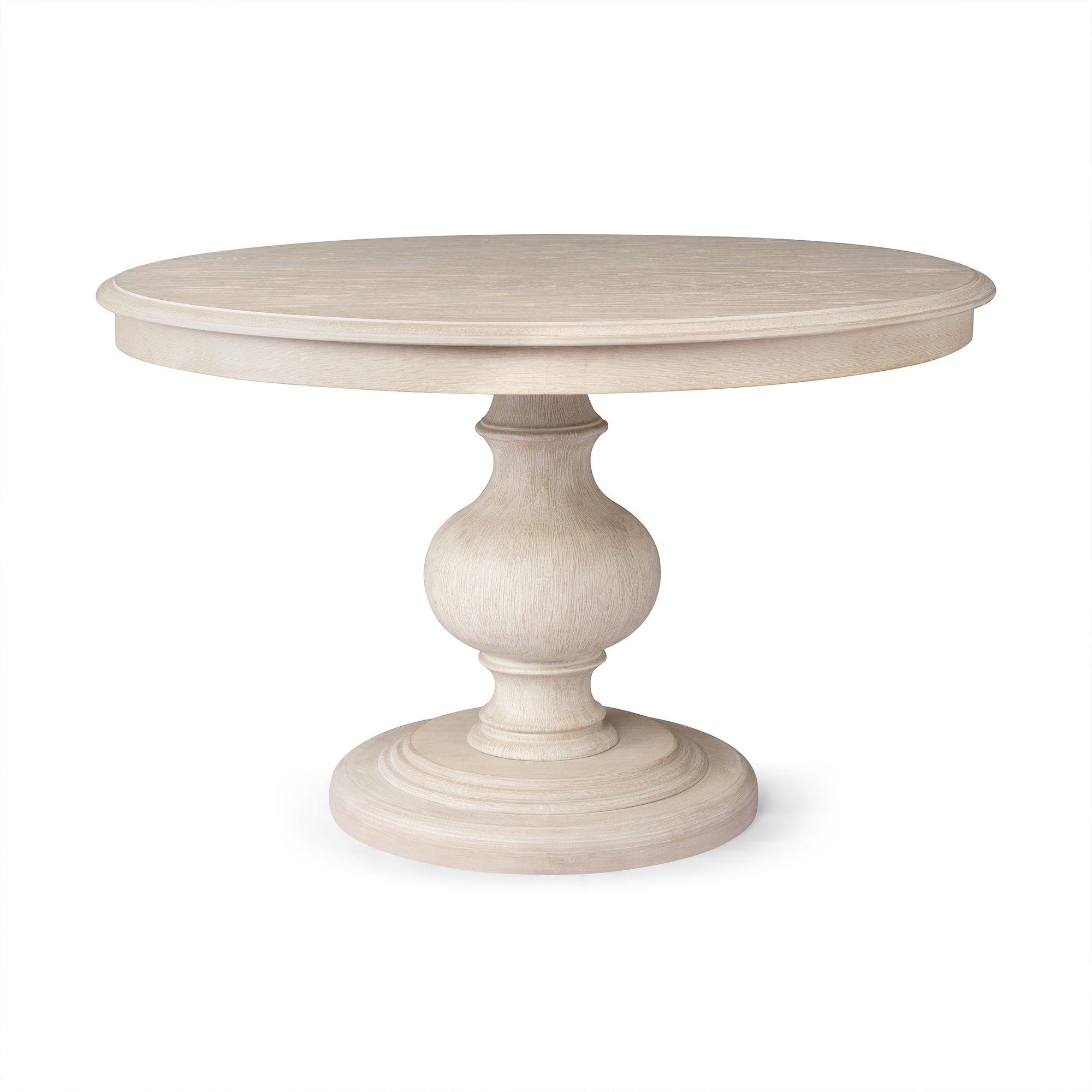 Zola Classical Round Wooden Dining Table in Antiqued White Finish