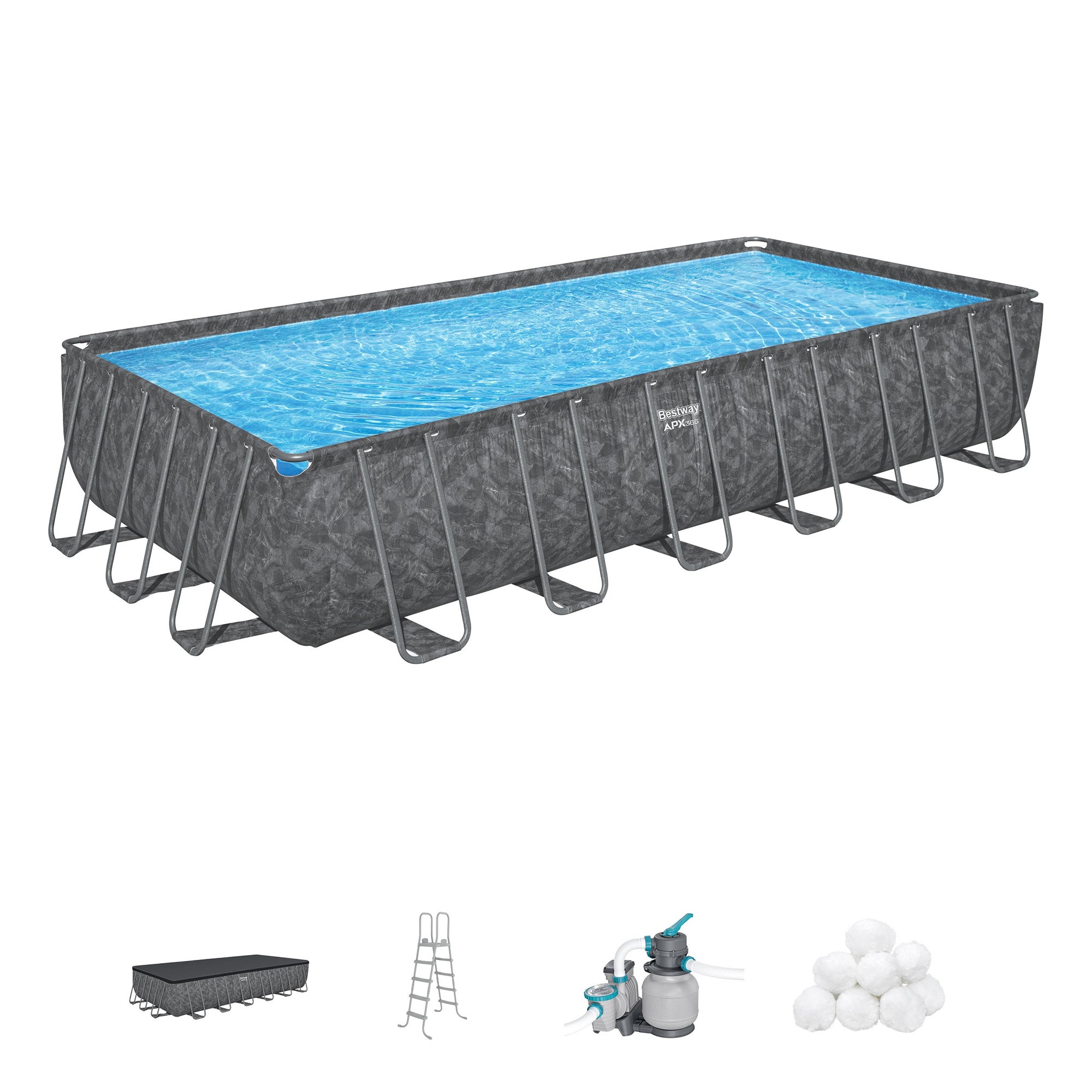 Bestway APX 365 24'x12'x52" Rectangular Above Ground Swimming Pool Set(Open Box)