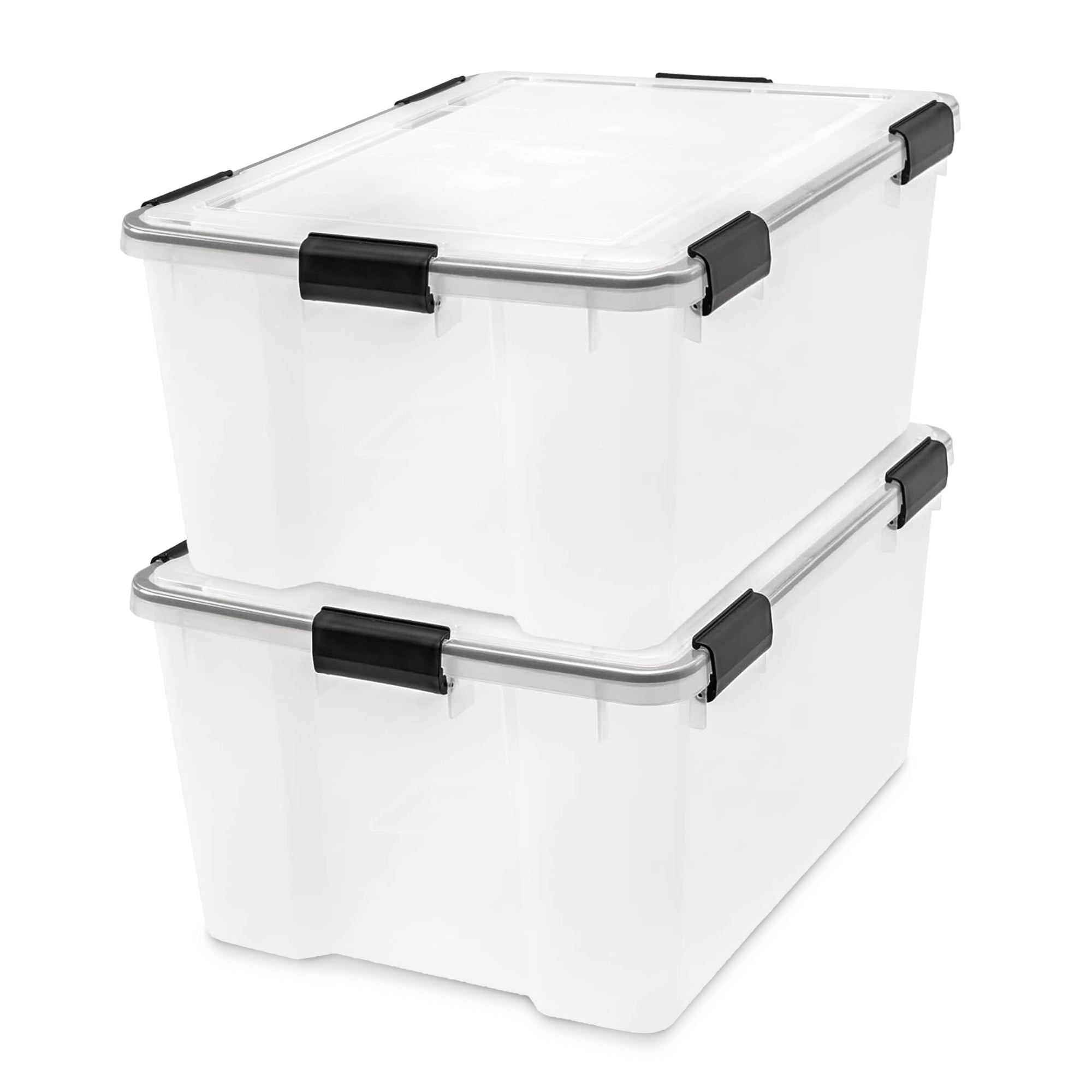 IRIS USA 63 Qt Storage Plastic Gasket Box w/Tight Latching Lids, 2pk (Open Box)