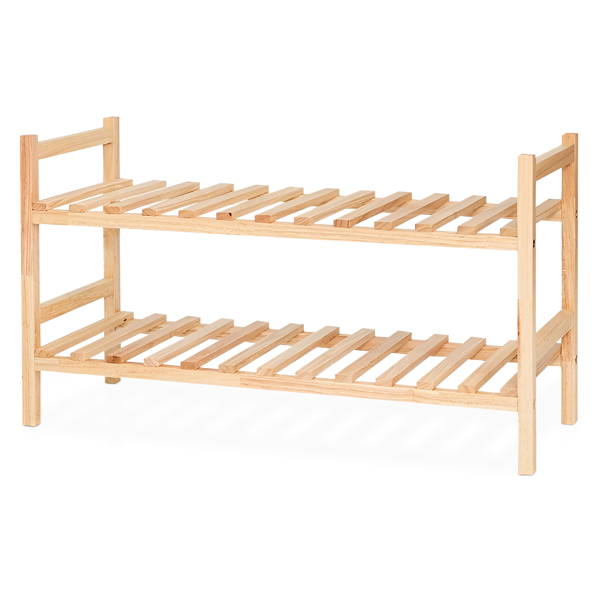 PJ Wood Stackable Wood Shoe Rack Organizer Shelf Closet Entryway Bedroom Natural