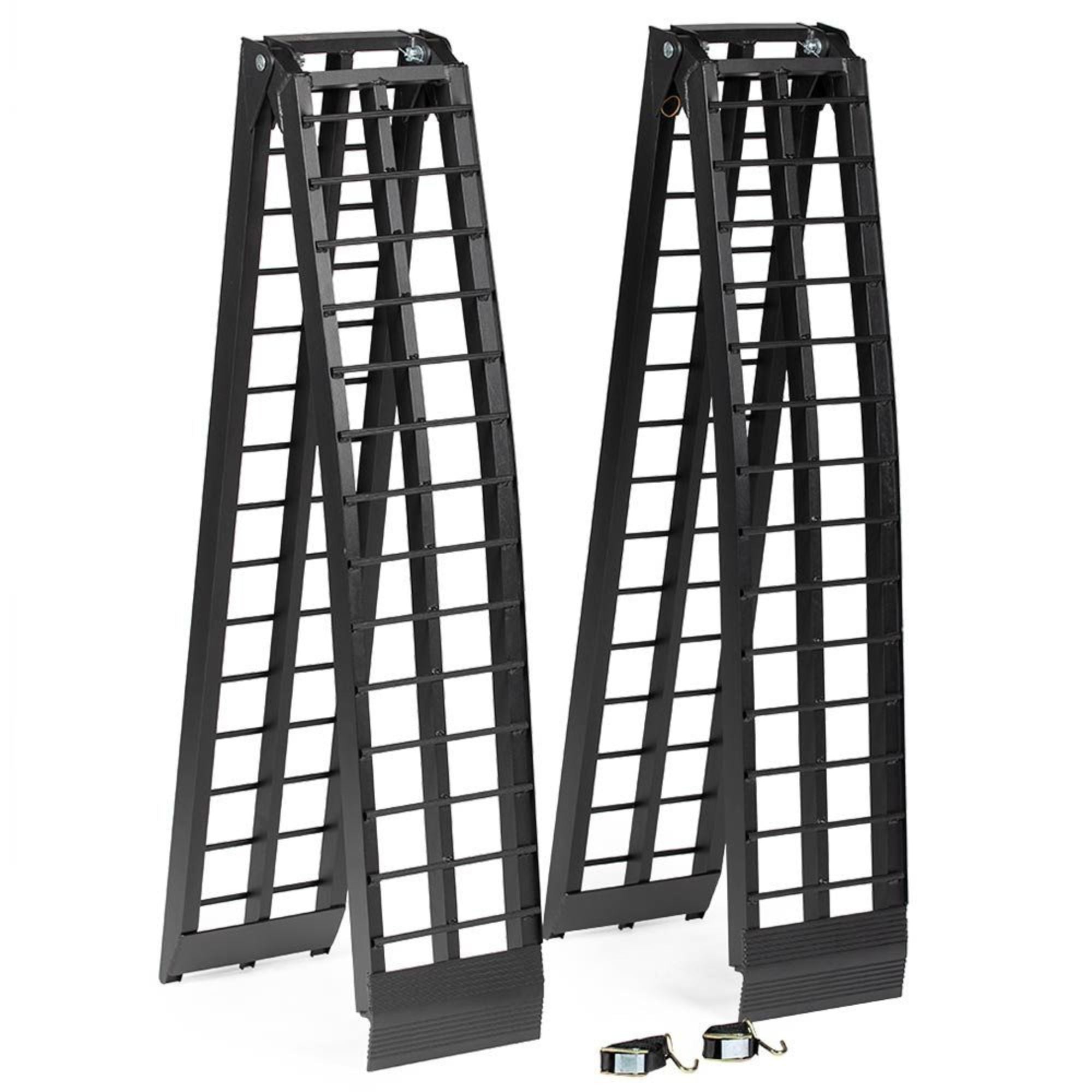 Titan Ramps 2pk 9’ Folding ATV Loading Ramps Arched Aluminum Design, Black(Used)