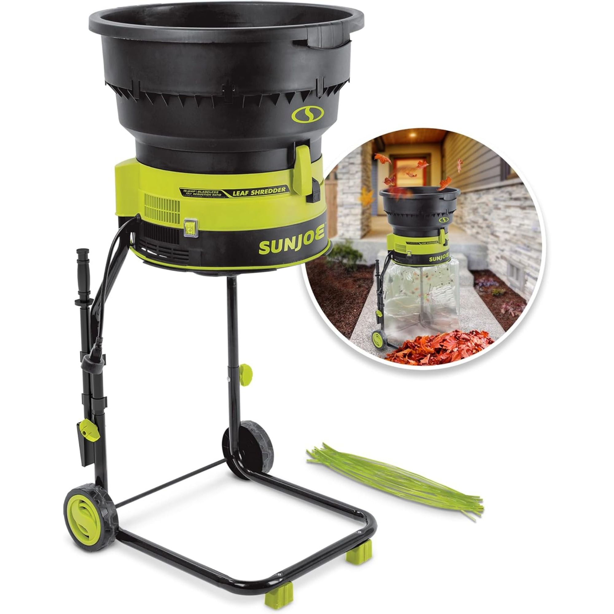 Sun Joe 15-Amp Bladeless 8,000 RPM Electric Leaf Mulcher, Black/Green (Open Box)