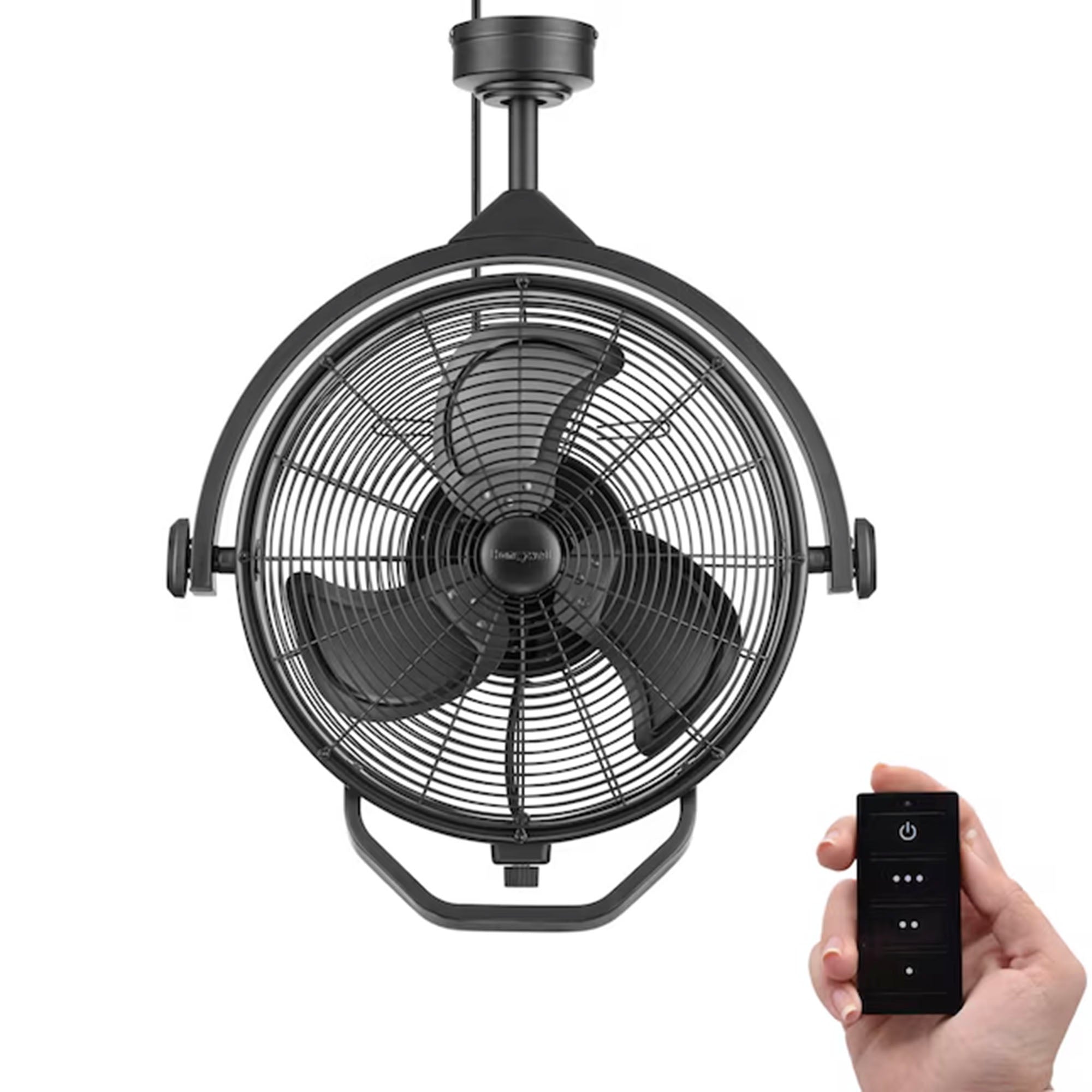 Honeywell Garage Ceiling Fan, 18” 3 Speed Indoor Outdoor Fan,Matte Blk(Open Box)