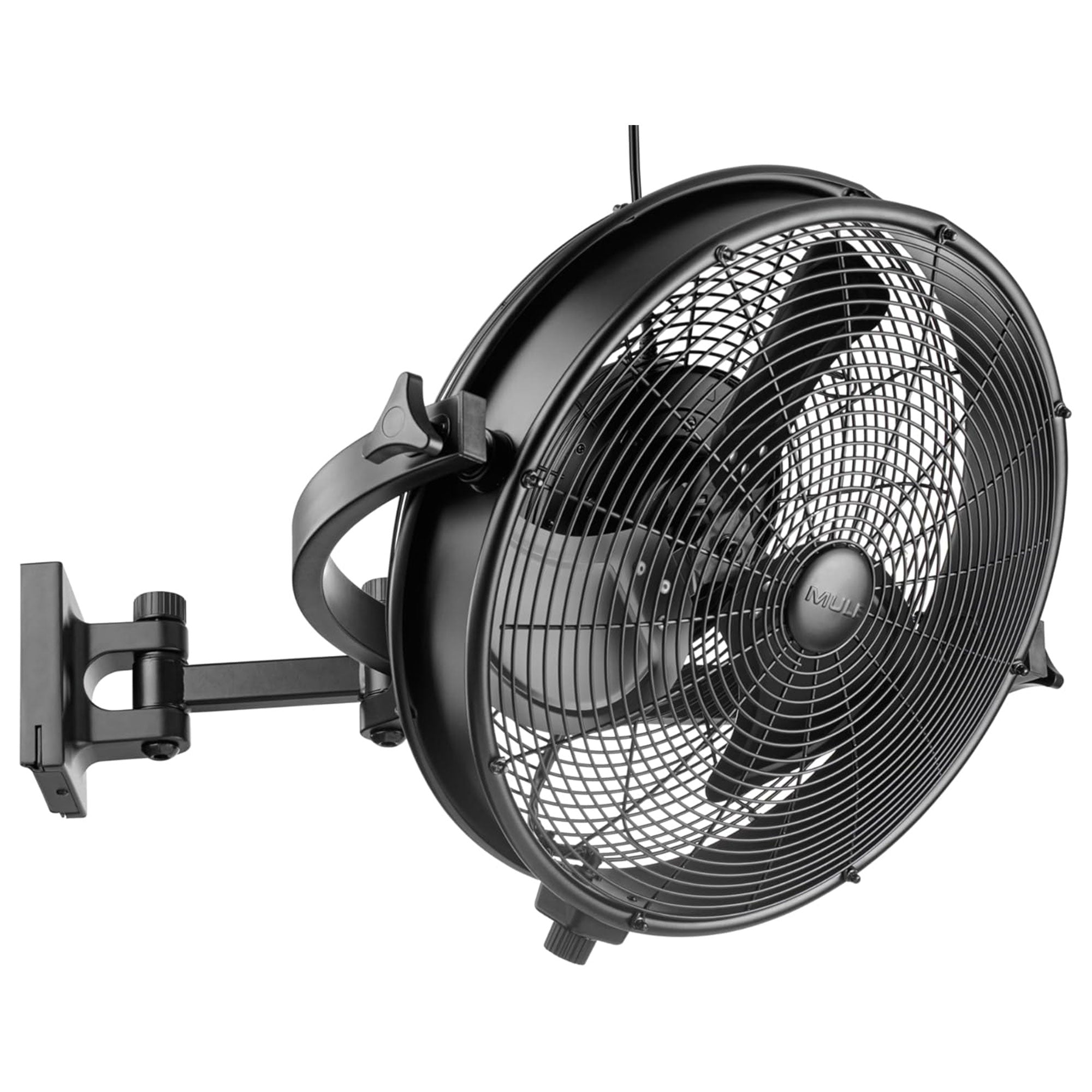 Mule 18 Inch Adjustable Outdoor Wall Fan Extended Arm 3 Speed, Damp Rated (Used)