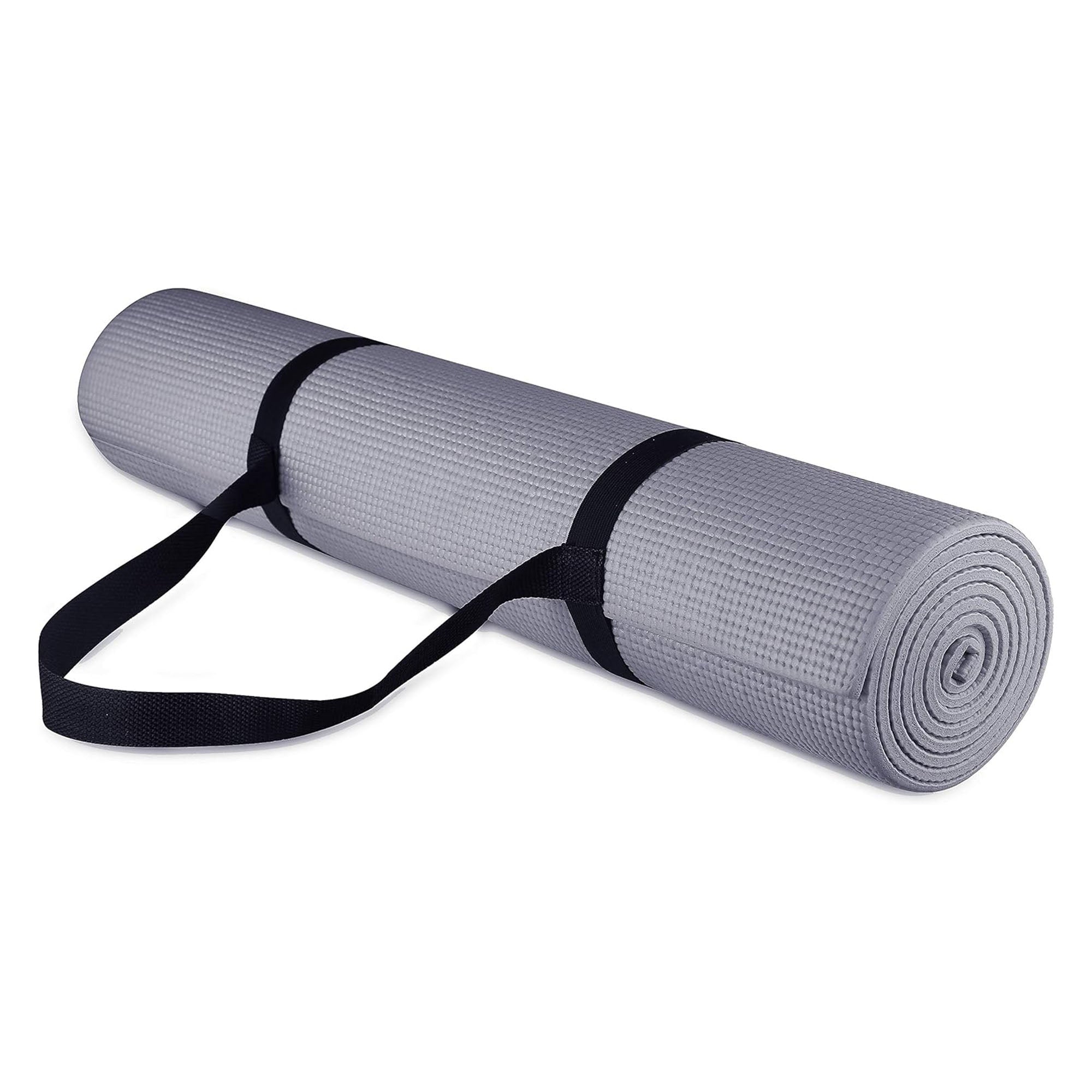 Fitvids 1/4” High Density Thick Non Slip Workout Yoga Mat and Carry Strap, Grey