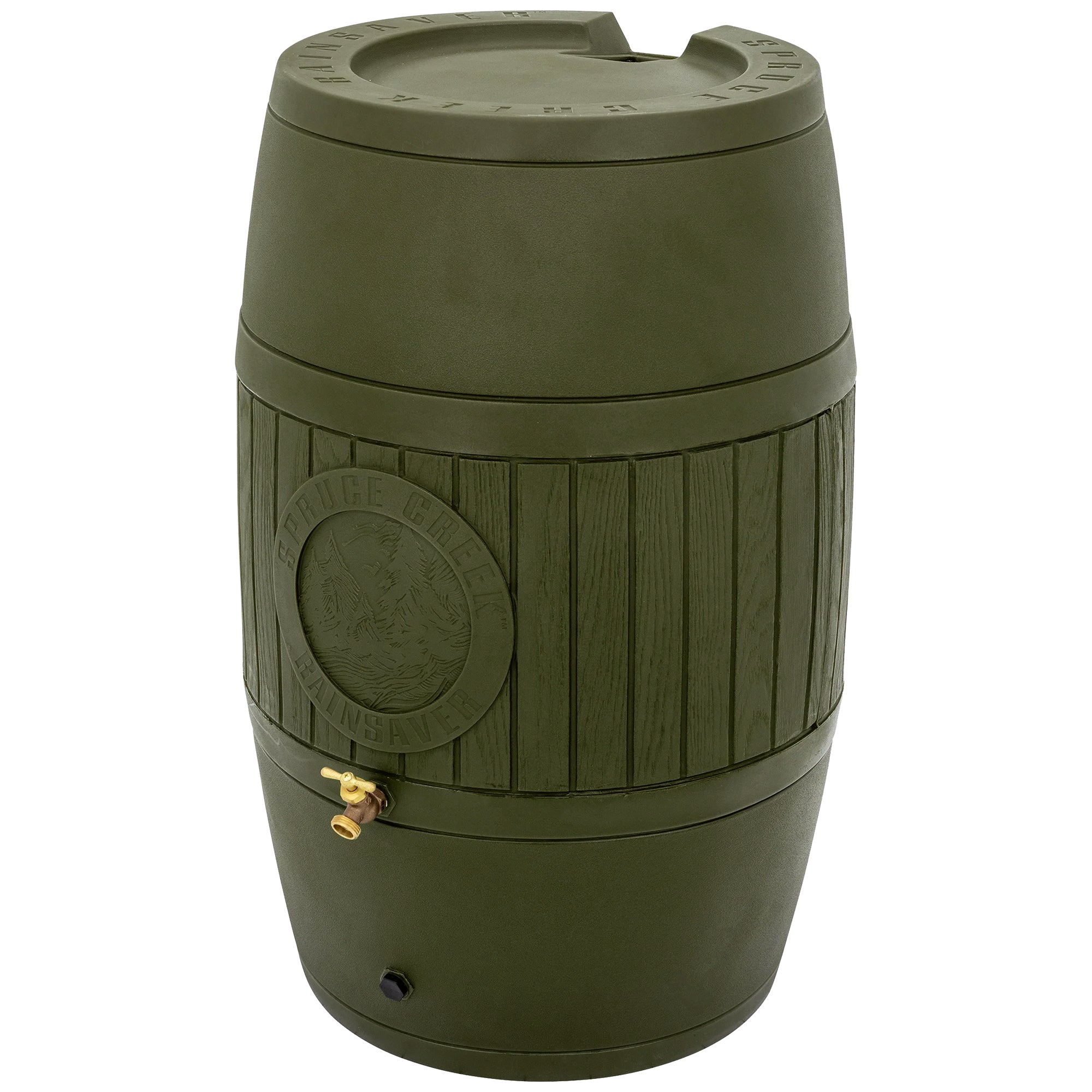 Good Ideas Bushman Spruce Creek 54 Gal Rain Saver Barrel with Spigot, Moss Green