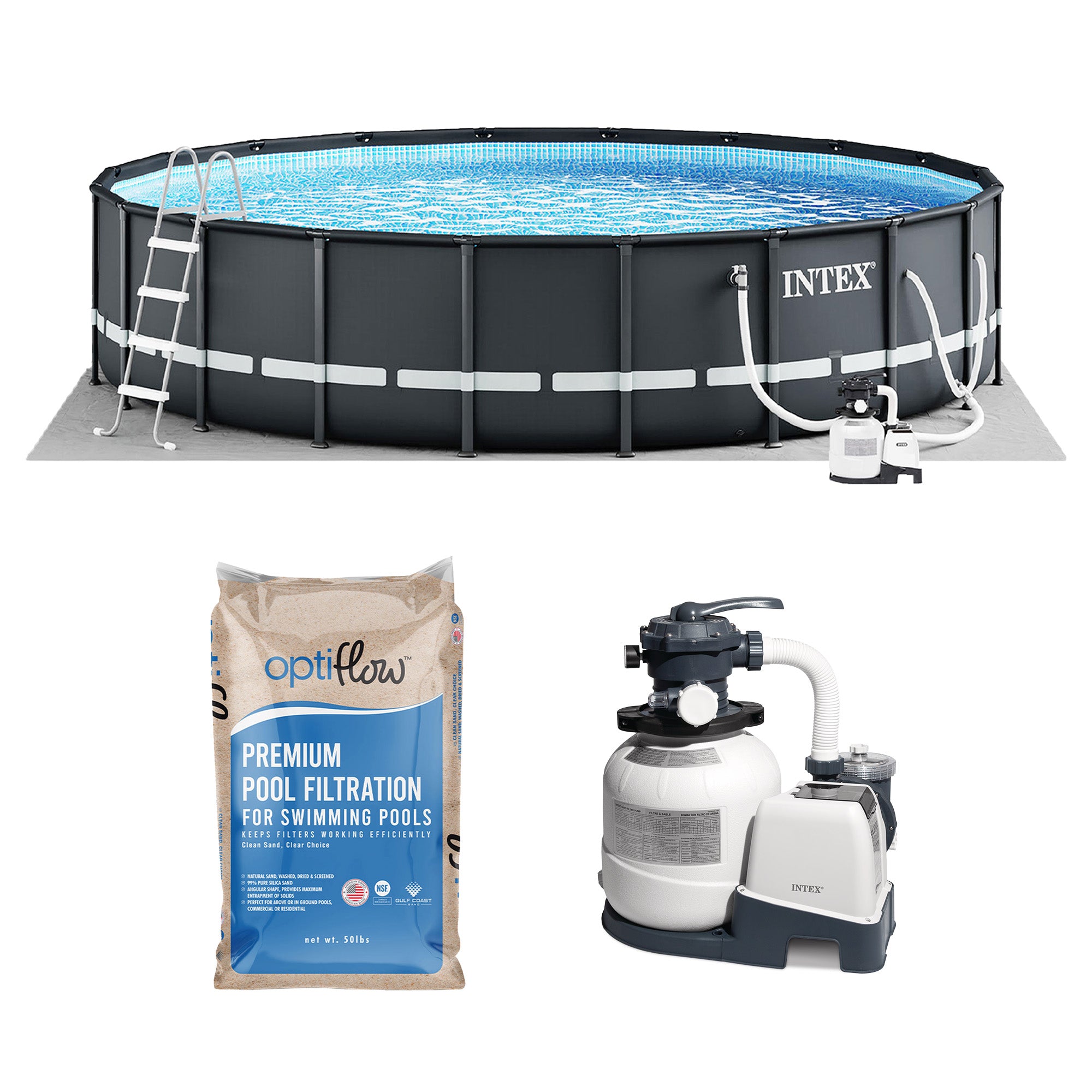 Intex Ultra XTR Frame 20'x48" Above Ground Pool and OptiFlow Premium Filter Sand