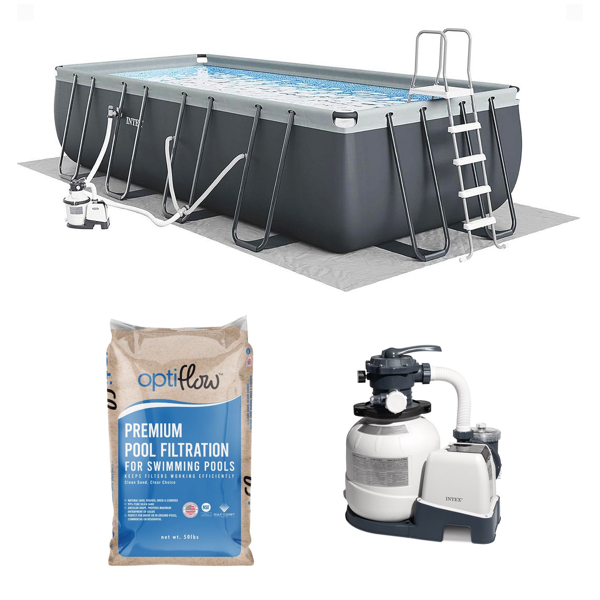 Intex Ultra XTR 24' x 12' x 52" Above Ground Pool & OptiFlow Premium Filter Sand