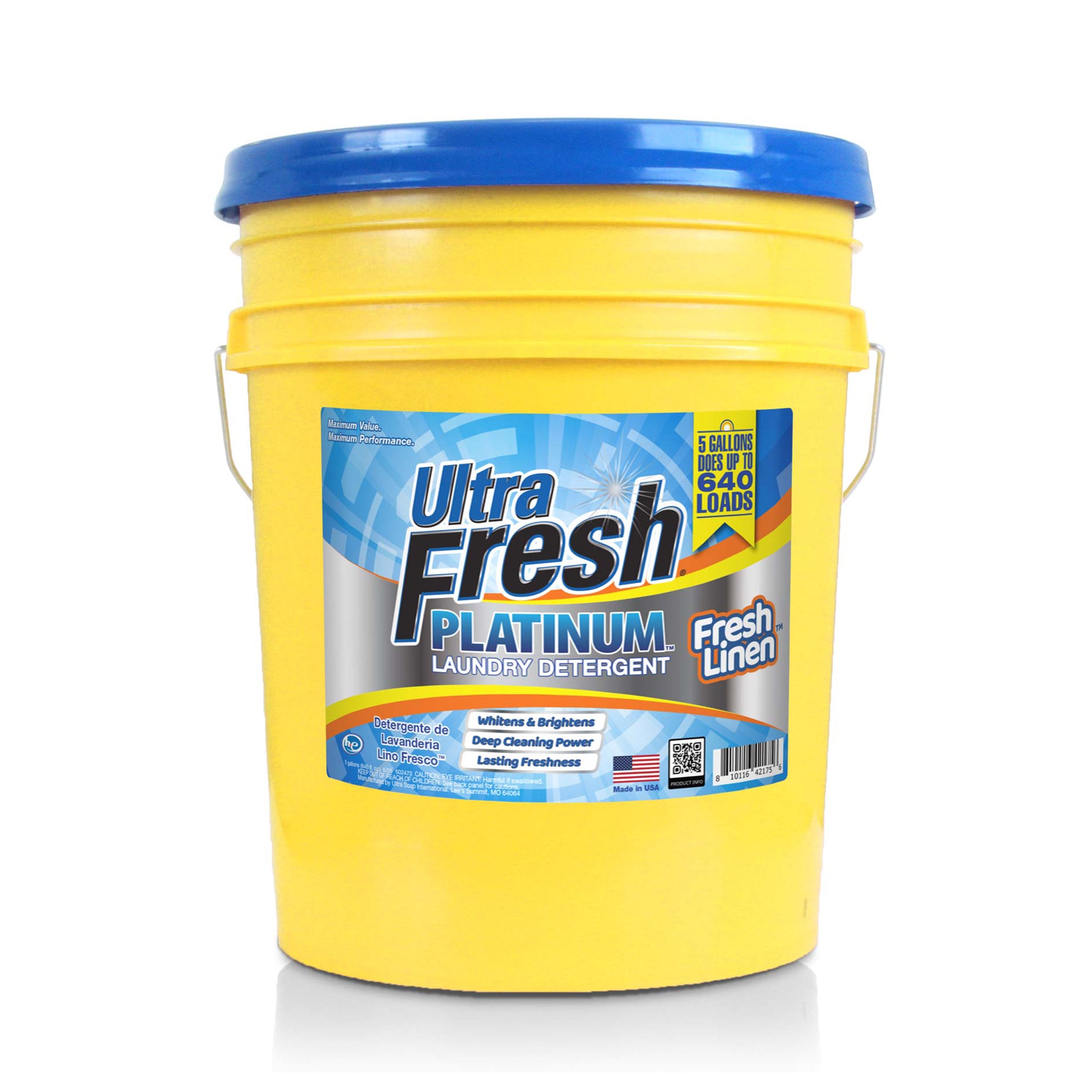 Ultra Fresh Platinum 5 Gal Laundry Detergent, Up to 640 Loads, Fresh Linen Scent