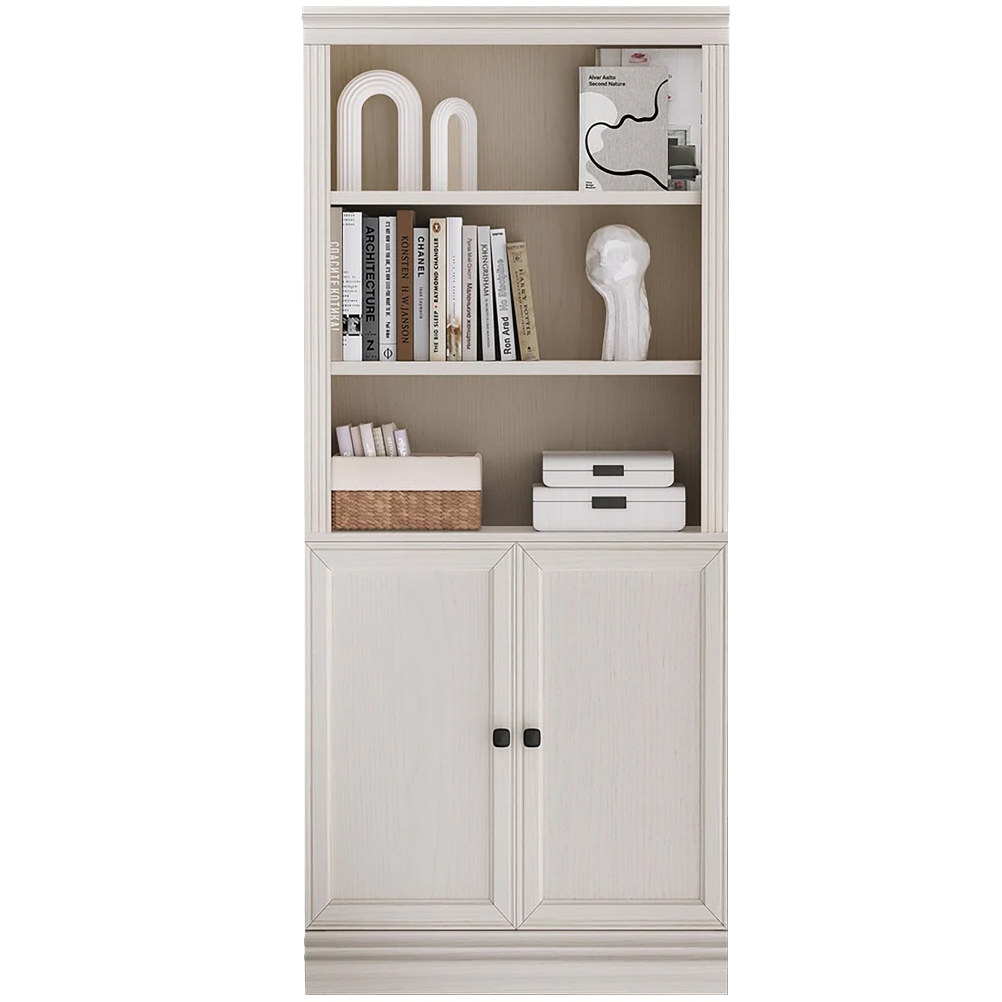VAUXHILL & CO. Halston Standard Bookcase, Doors, Adjustable Shelf Unit, Cream