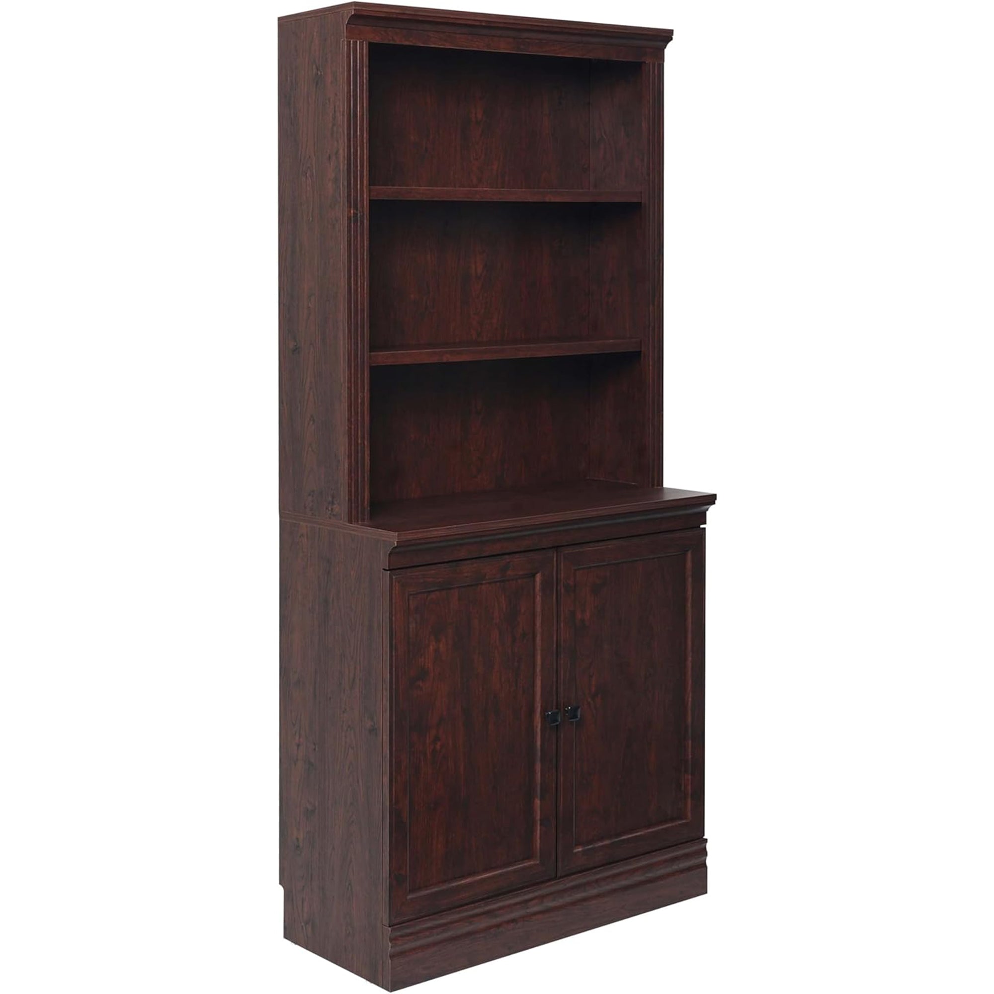 VAUXHILL & CO. Halston Multi-Depth Bookcase Adjustable Shelf Unit, Doors, Cherry