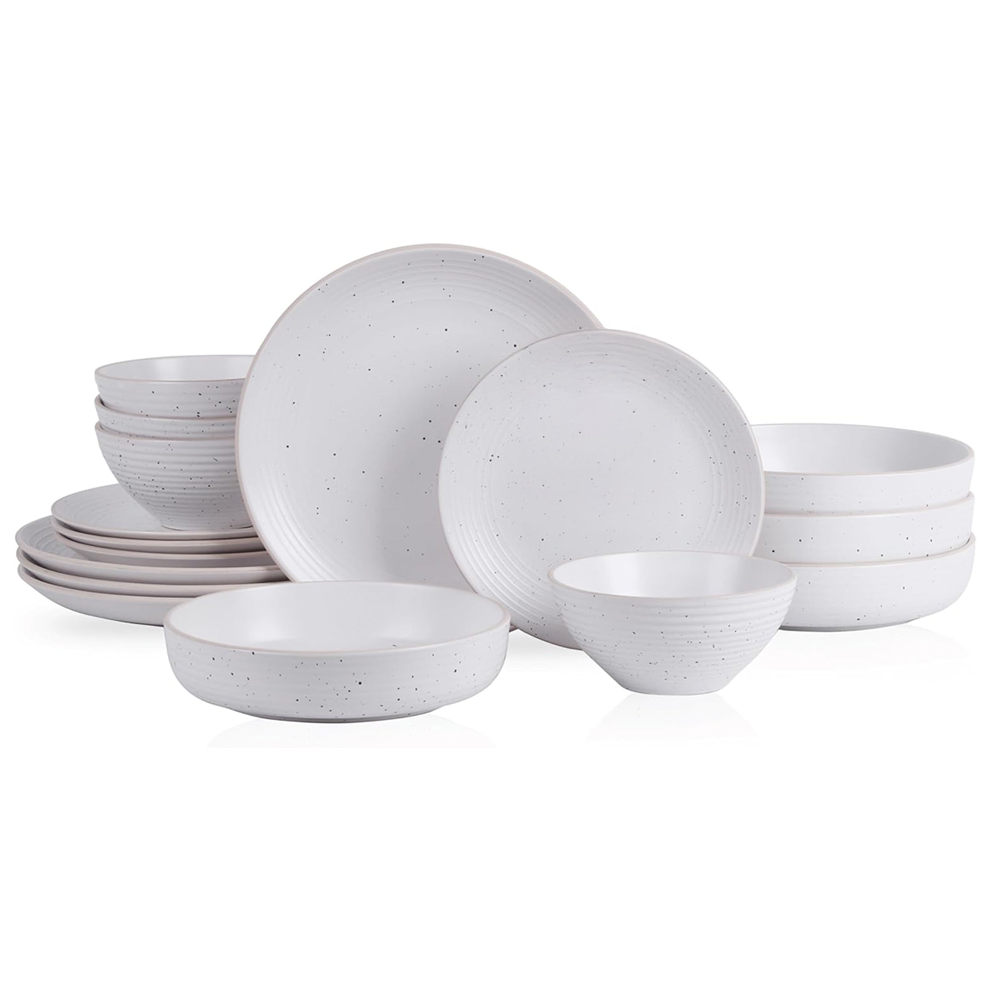 Stone Lain Lauren Stoneware 16 Piece Dinnerware Set, Service for 4, Off White