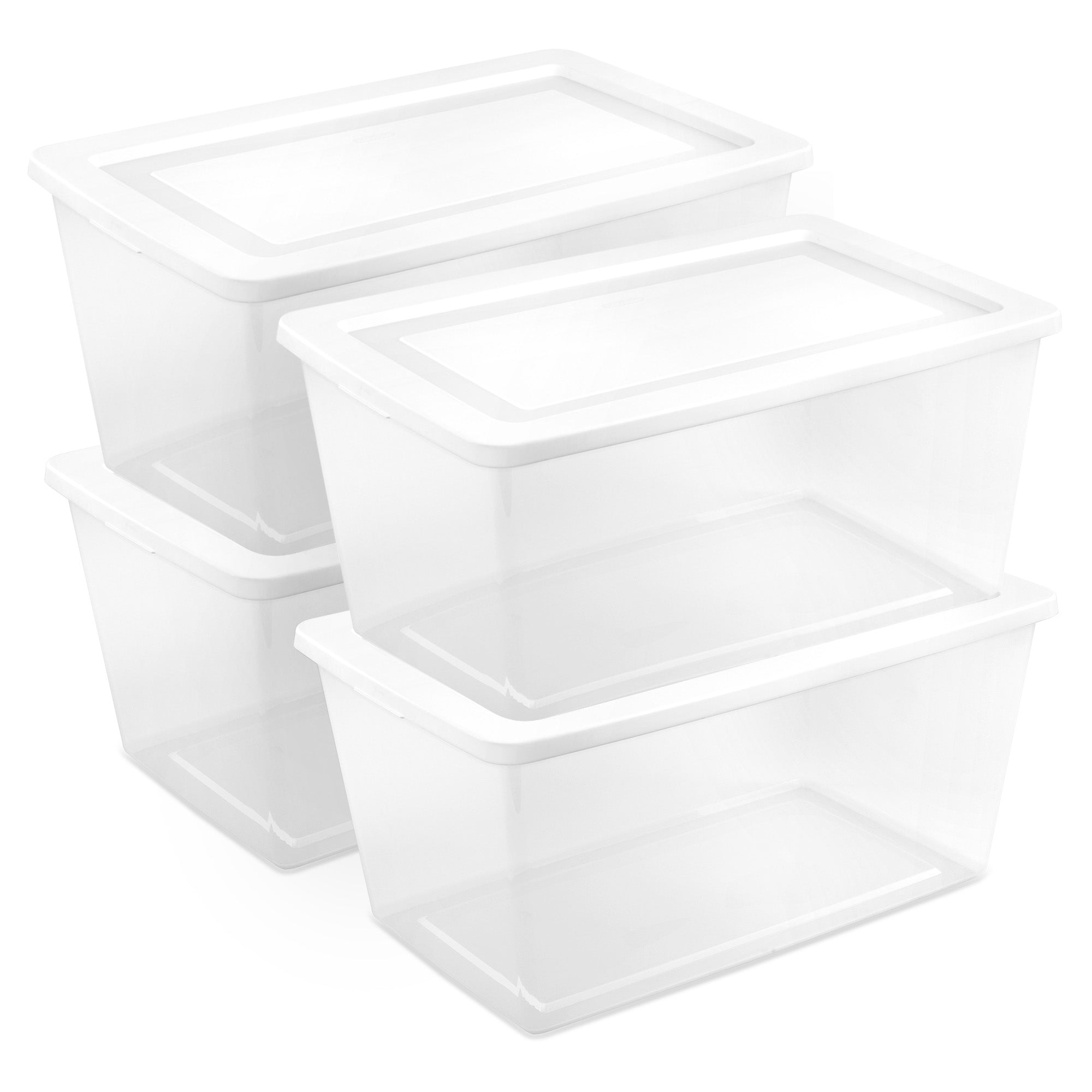 Sterilite 90 Qt Storage Box, Stackable Plastic Container, Home Organizer, 4 Pack