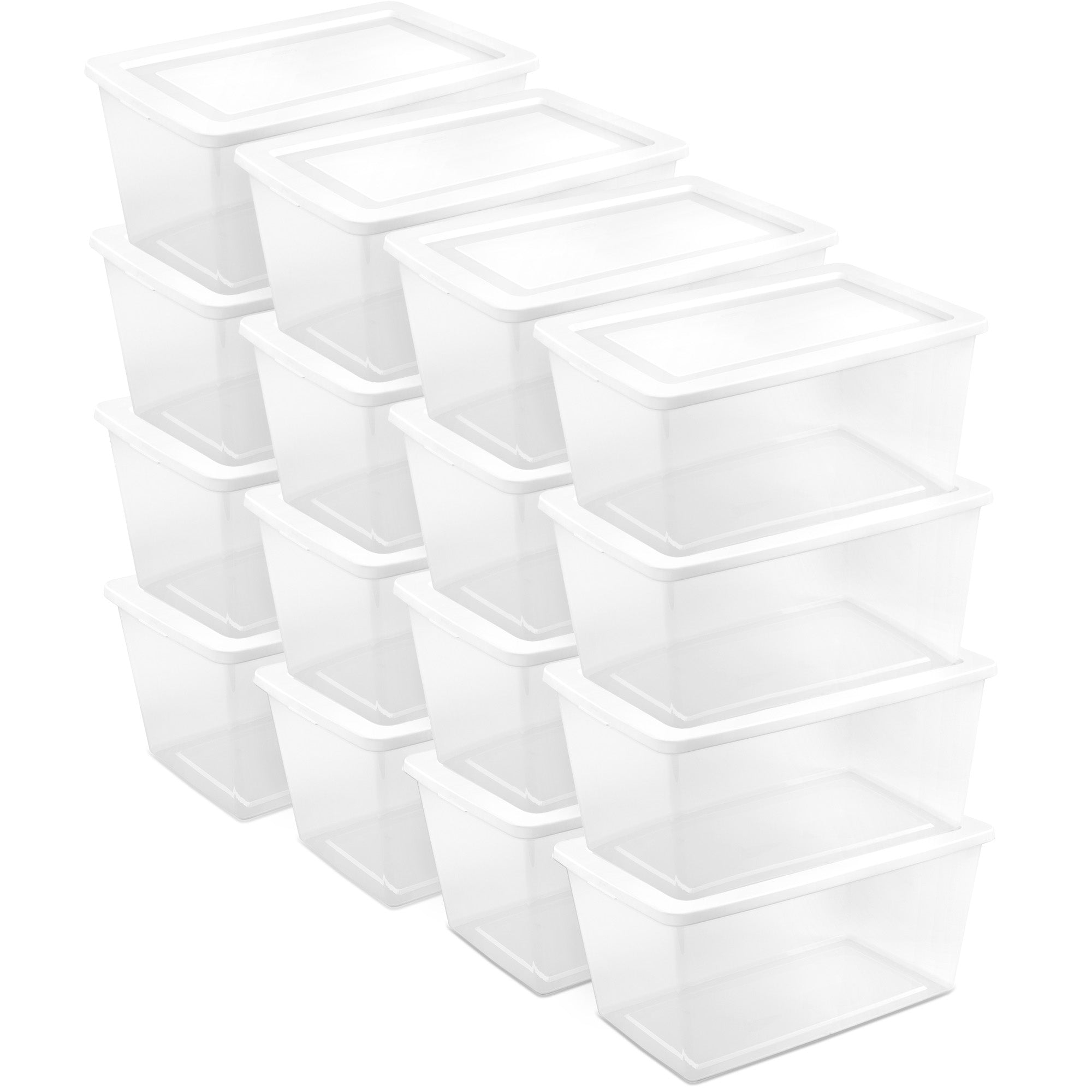 Sterilite 90 Qt Storage Box, Stackable Plastic Container Home Organizer, 16 Pack
