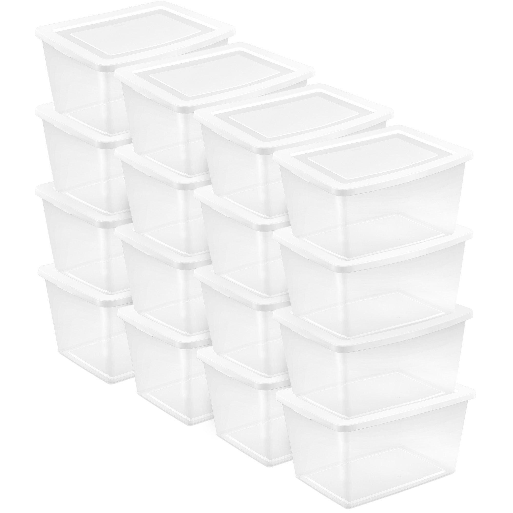 Sterilite 58 Qt Storage Box, Stackable Plastic Container Home Organizer, 16 Pack