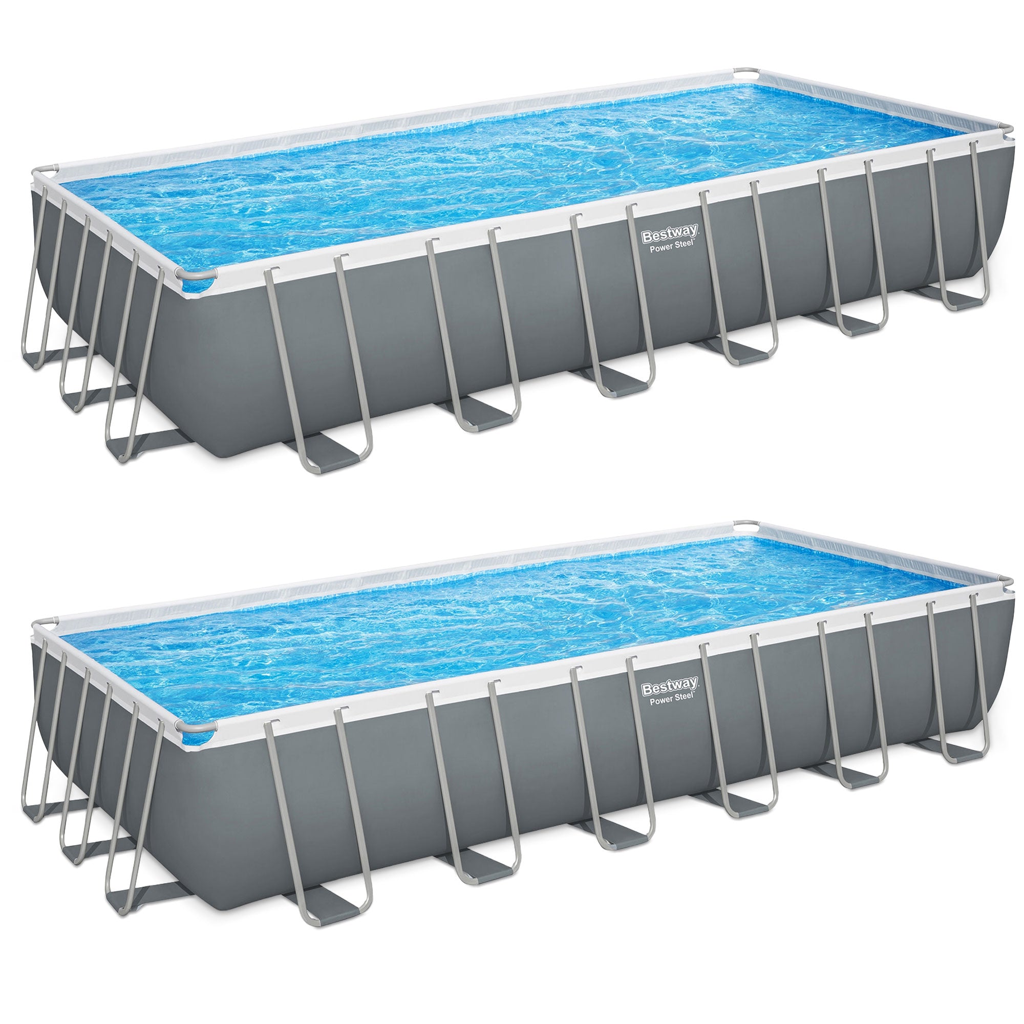 Bestway Power Steel 24' x 12' x 52" Rectangular Above Ground Pool Set, 2 Pack