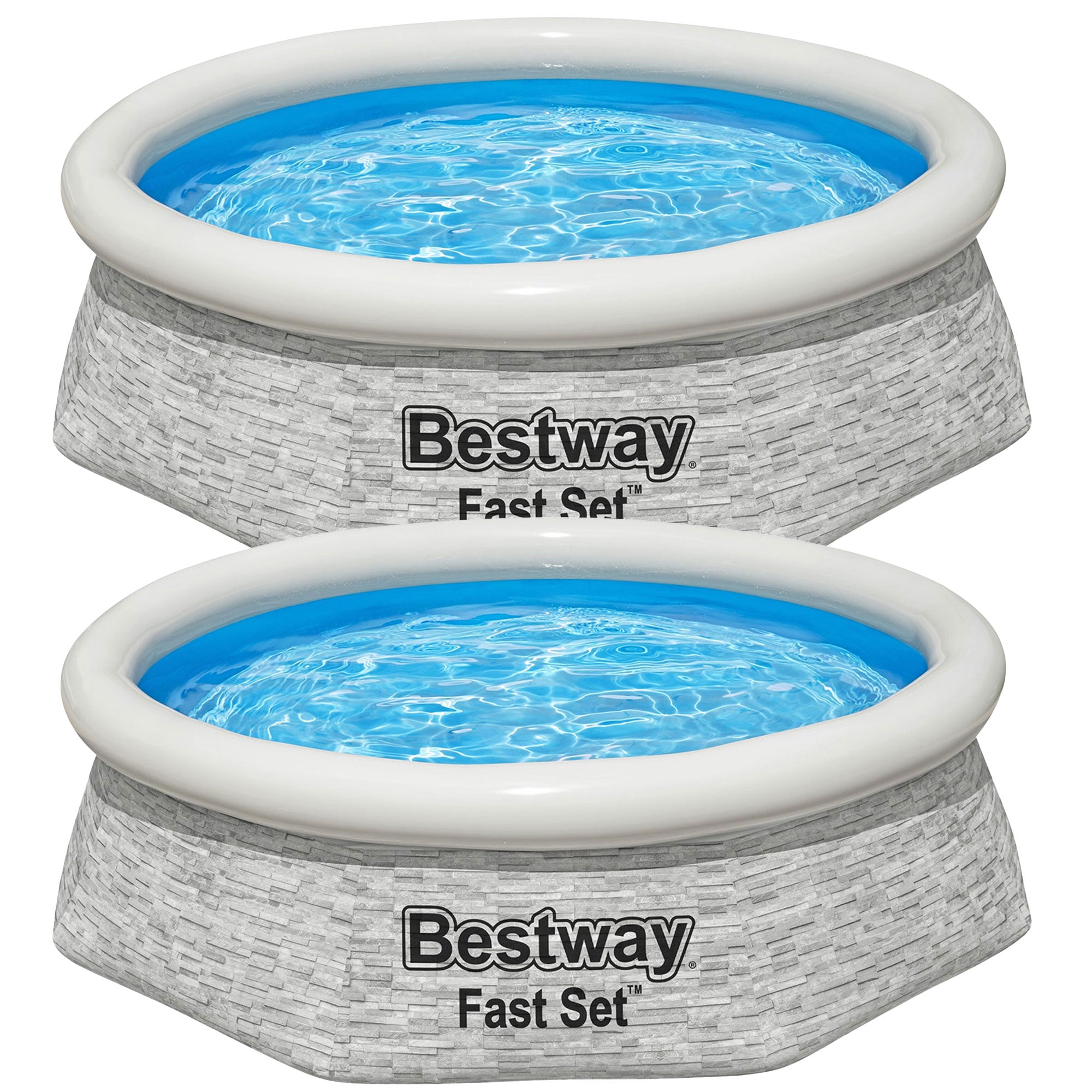 Bestway 8' x 24" Round Inflatable Outdoor Swimming Pool with Filter Pump, 2 Pack