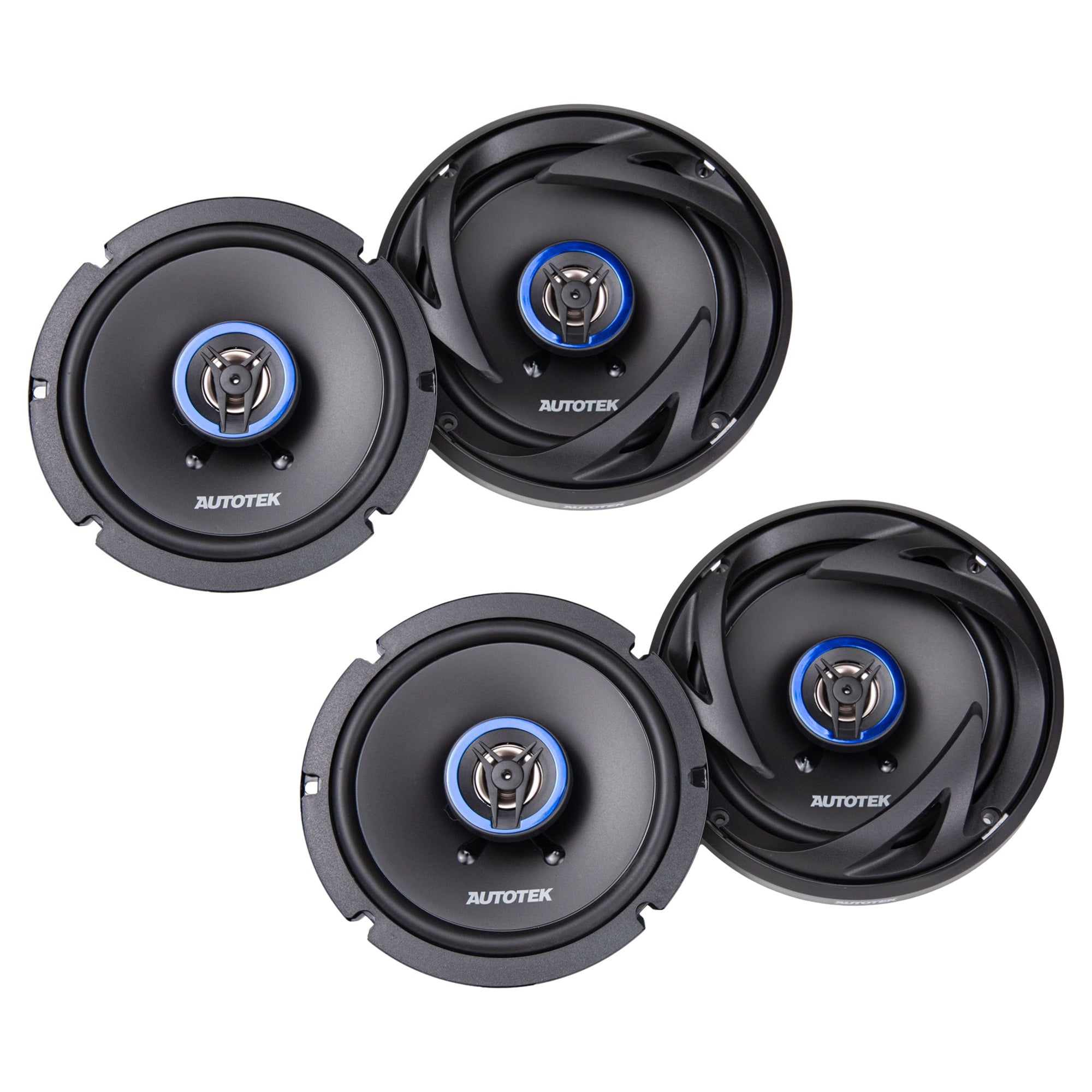 Autotek 4 Pack Street Machine 6.5 Inch 2-Way Shallow Car Audio Coaxial Speakers