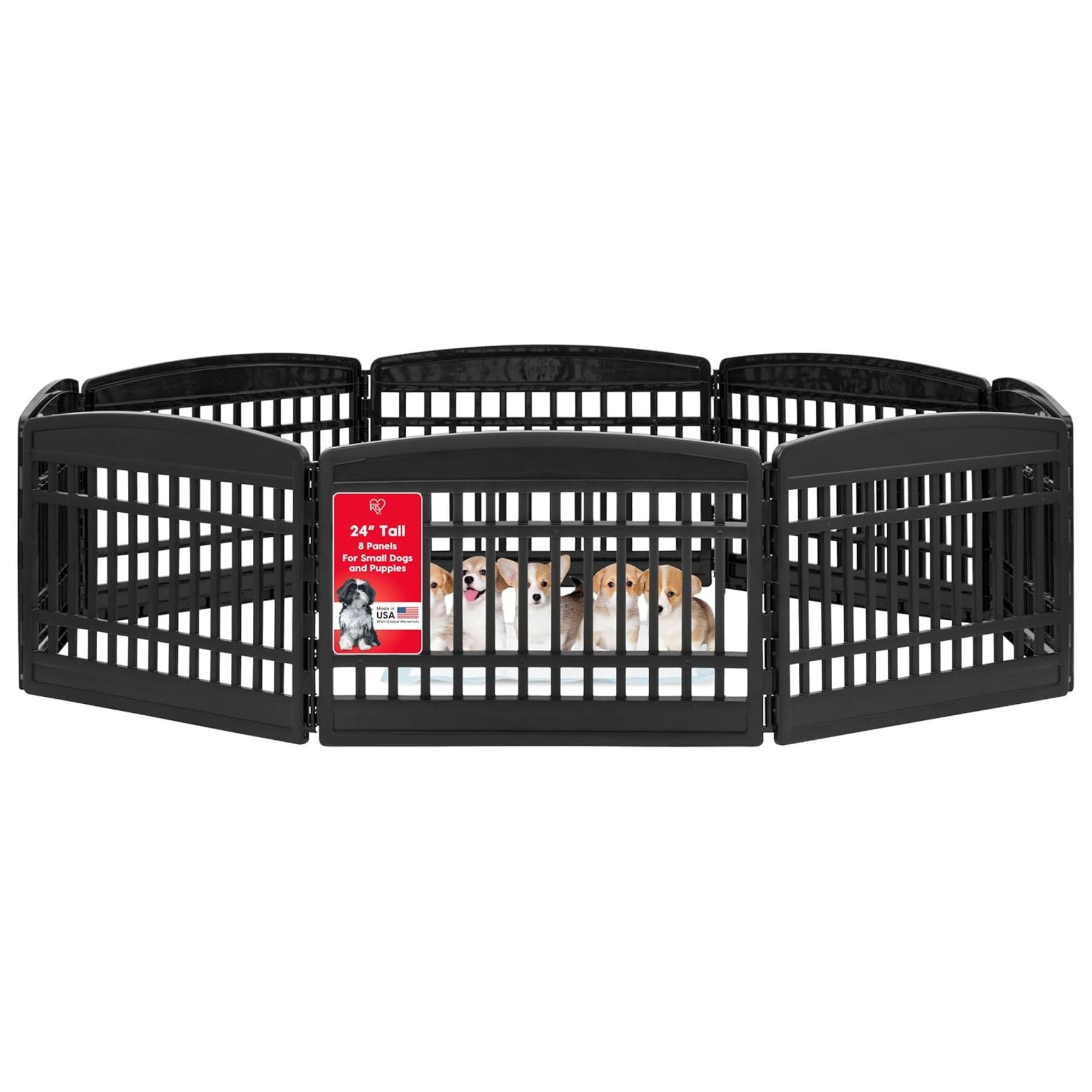 IRIS USA 8 Panel 24 Inch Dog and Pet Playpen with Door, Indoor/Outdoor(Open Box)