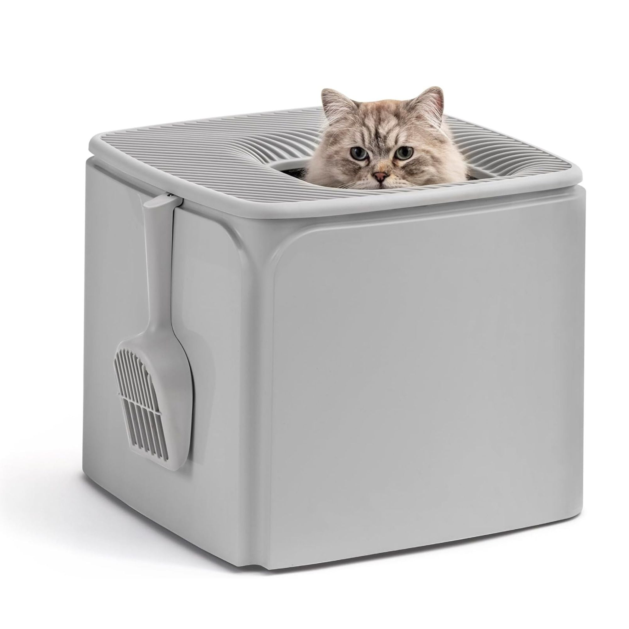 IRIS USA Premium Top Entry Cat Litter Box with Scoop & Enclosed Design(Open Box)