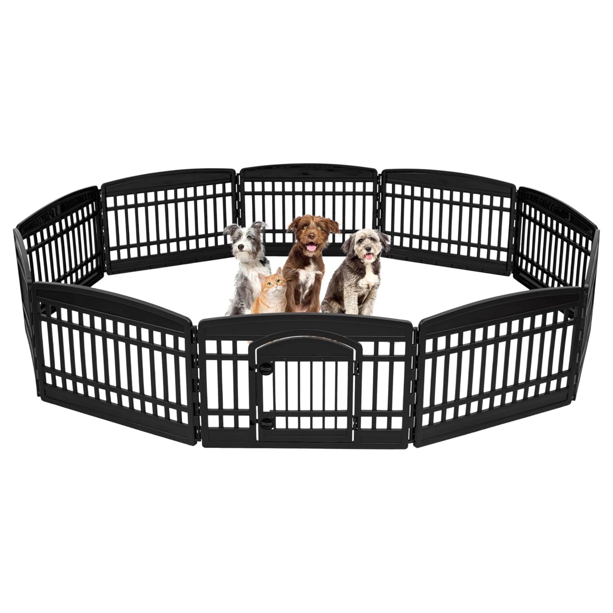 IRIS USA 10 Panel 24 Inch Dog & Pet Playpen with Door, Indoor&Outdoor(Open Box)