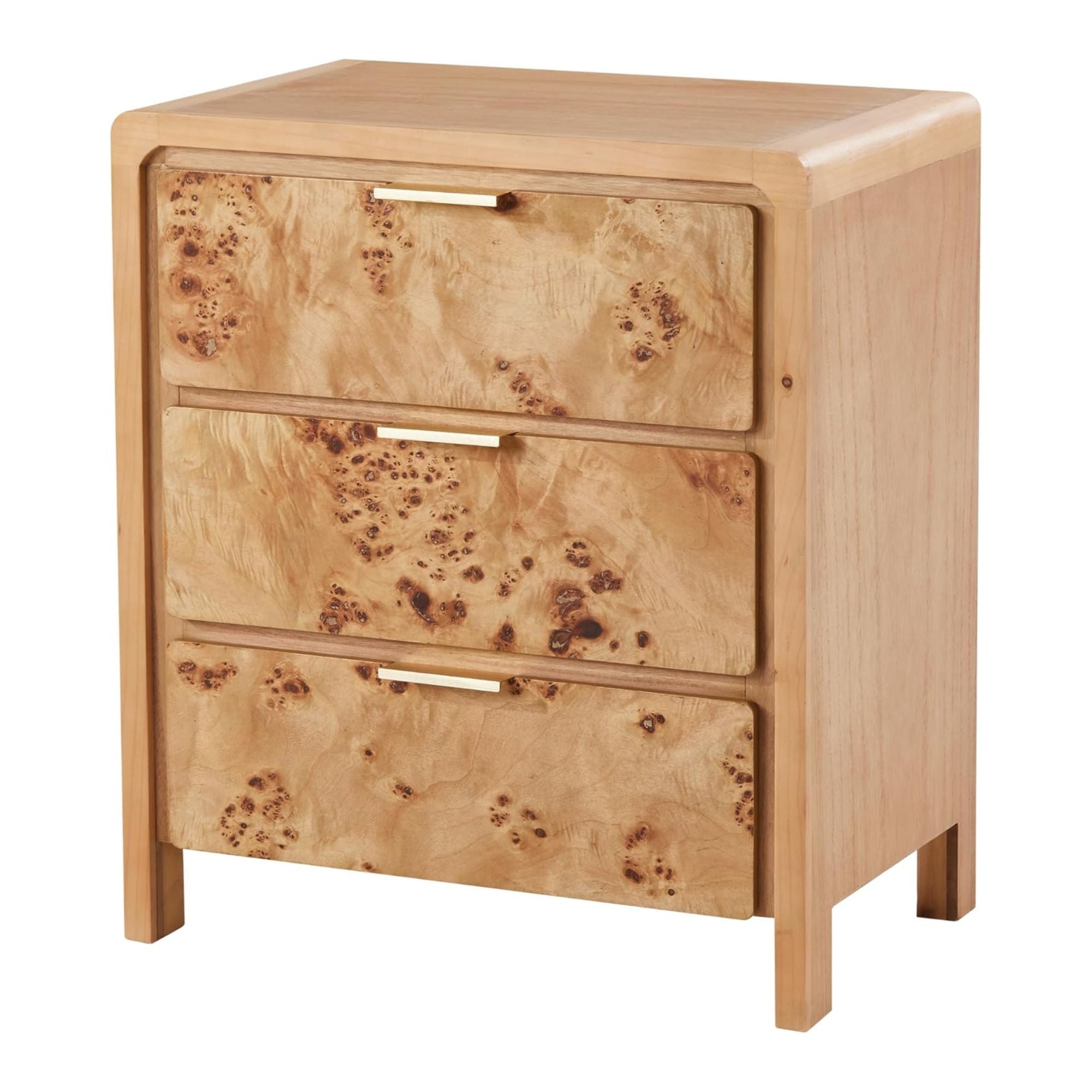 COZAYH Farmhouse 3 Drawer Home Bedroom Nightstand with Burl Wood Finish, Natural