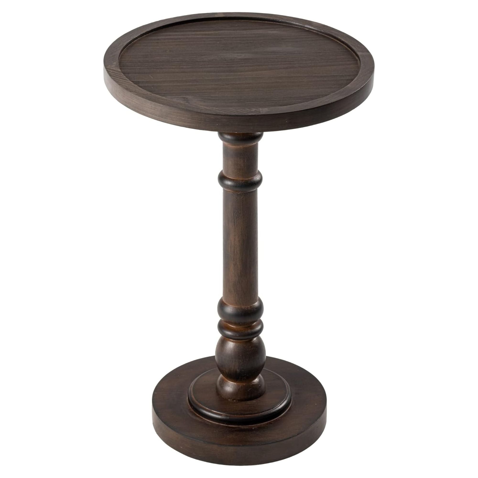 COZAYH Pedestal Tray Top End Table for Holding Drinks, Lamps, Plants, Dark Brown