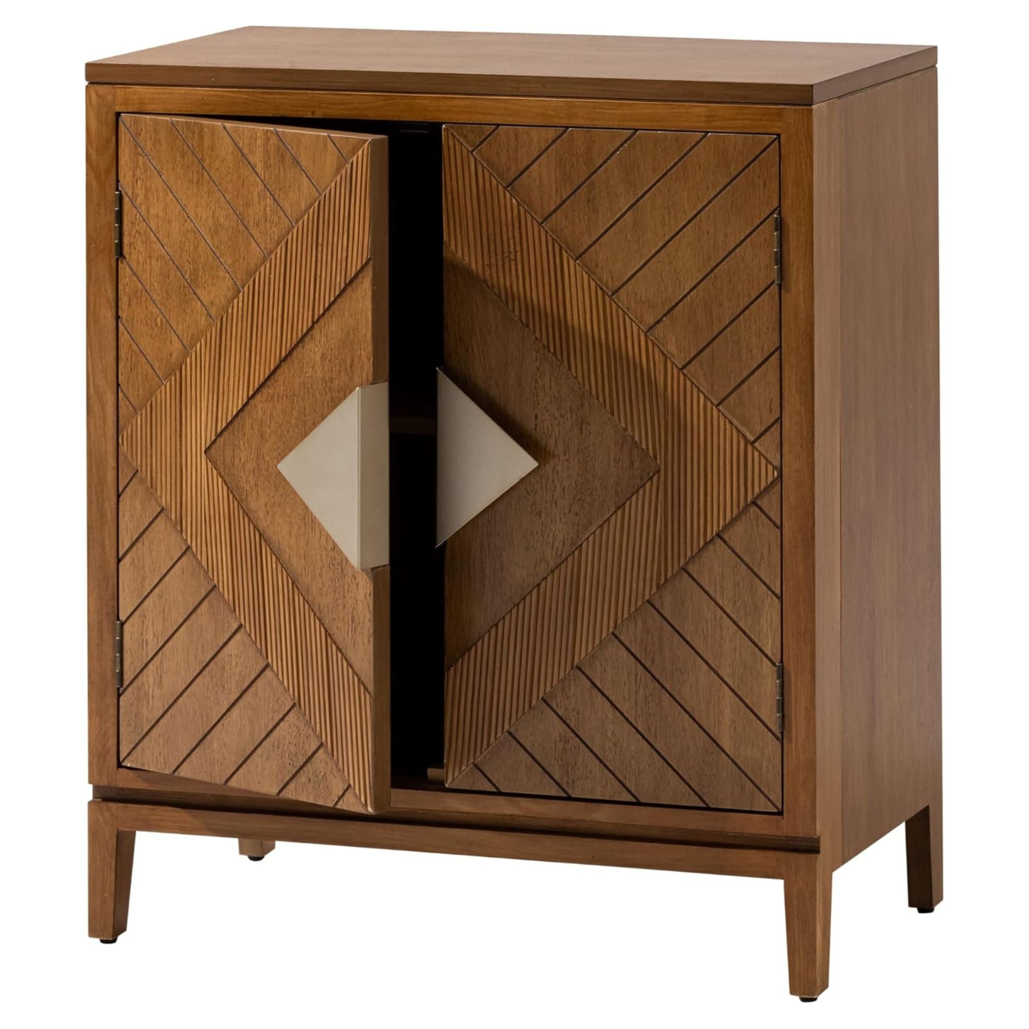 COZAYH Storage Cabinet Modern Wood Accent Sideboard Buffet Geometric Doors, Wood