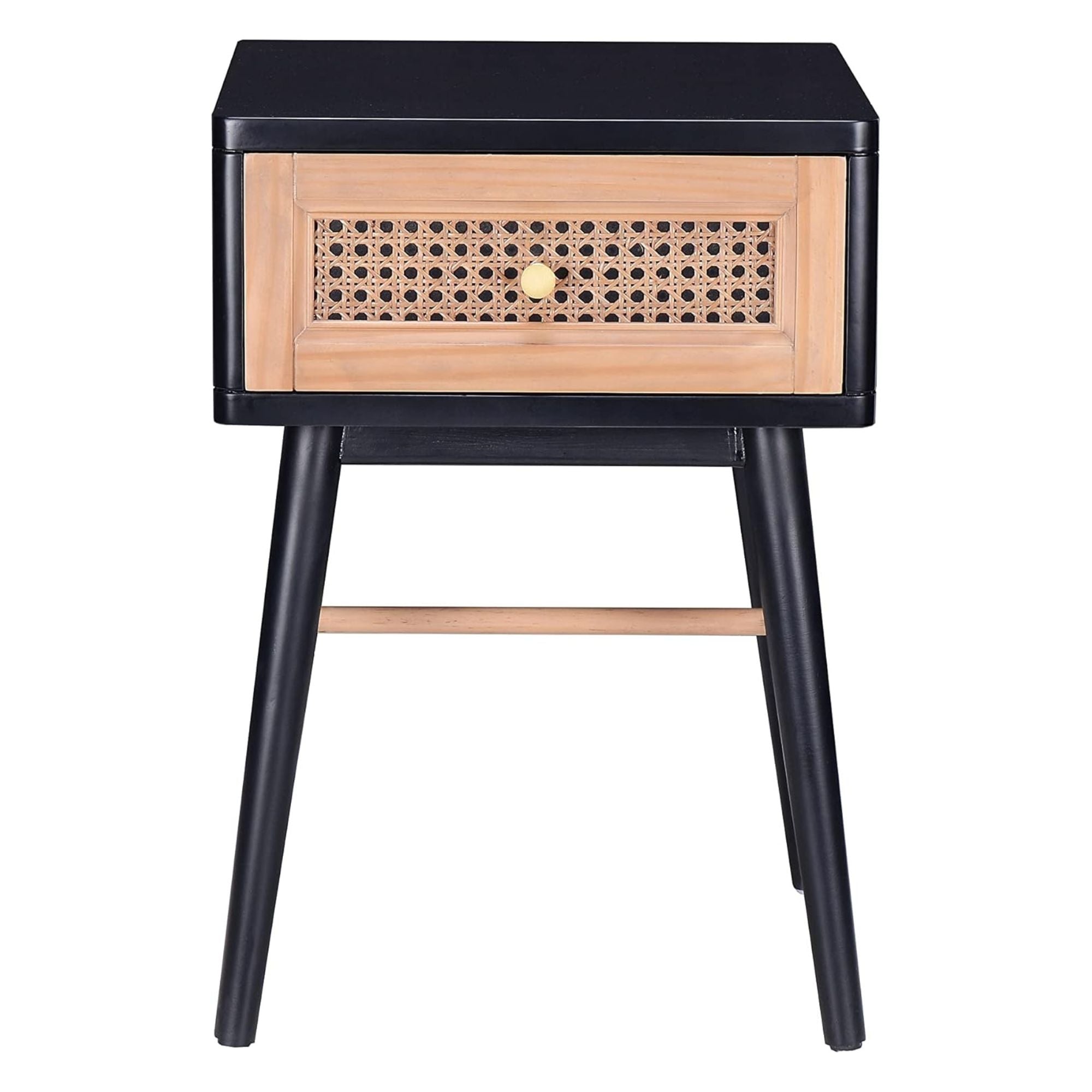 COZAYH Modern Farmhouse 1 Drawer Bedroom Nightstand, Bedside End Table, Black