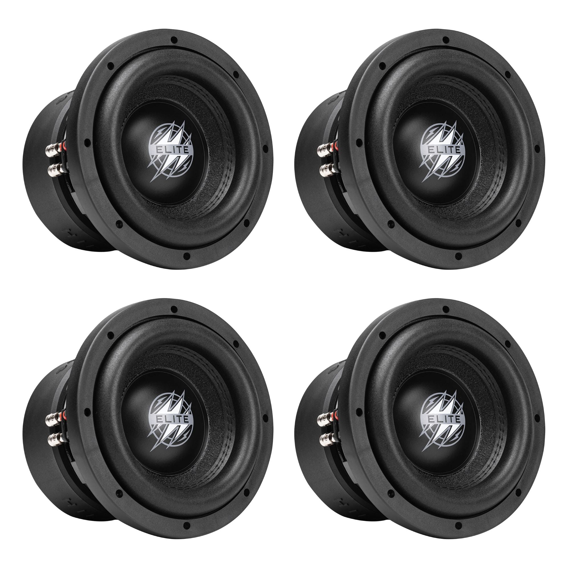 Hifonics 4 Pack ELITE 8" 2 Ohm Subwoofer, Dual Voice Coil Audio Speaker, 1200W