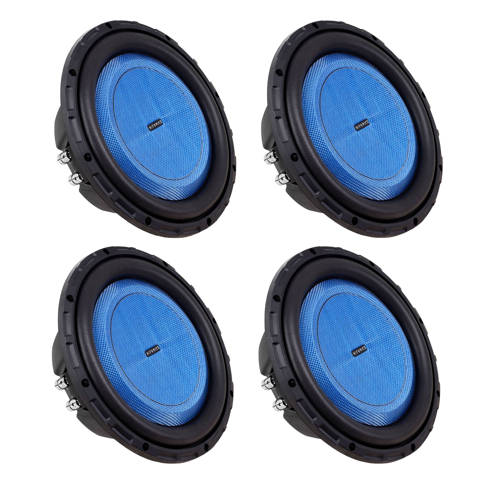 Hifonics 4 Pack ELITE 10” Shallow Subwoofer Dual Voice Coil Audio Speaker, 600W